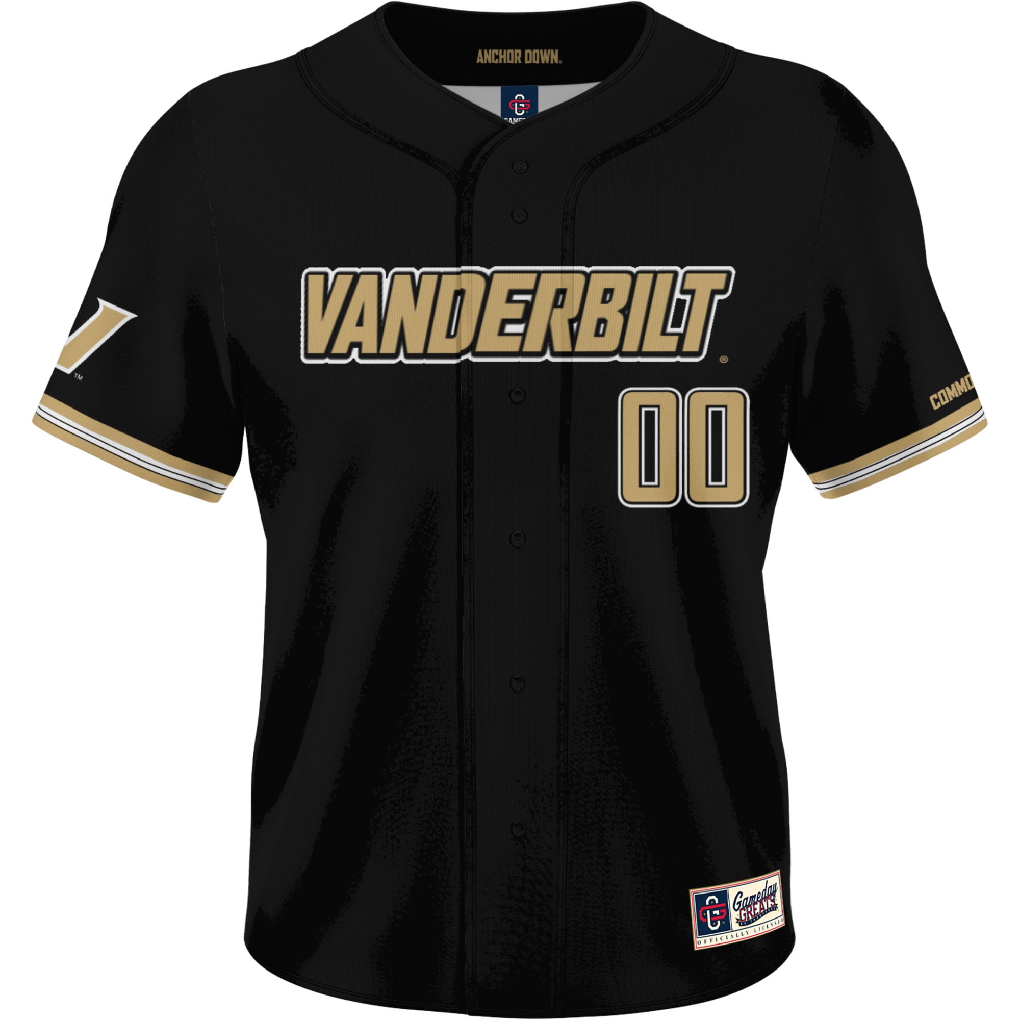 Vanderbilt Commodores Lightweight Baseball Jersey Black - front view