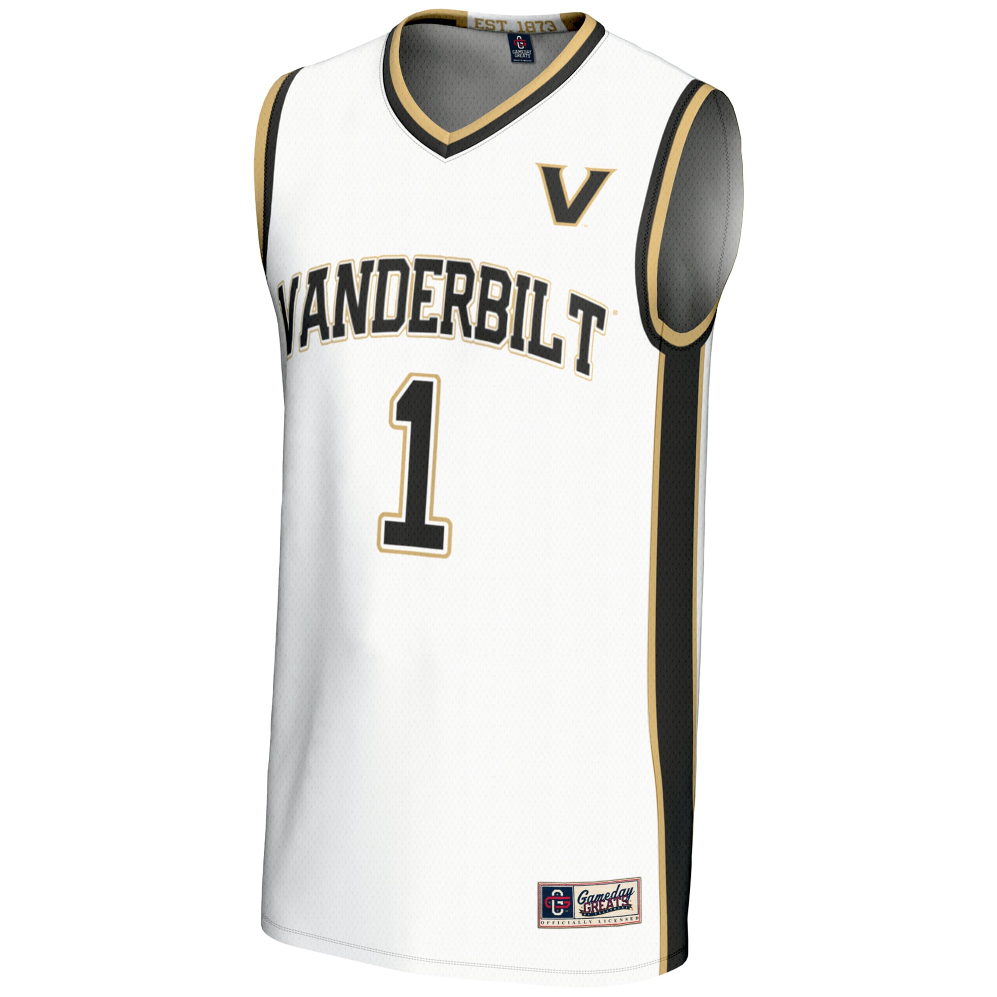 #1 Vanderbilt Commodores Lightweight Basketball Jersey White - front view