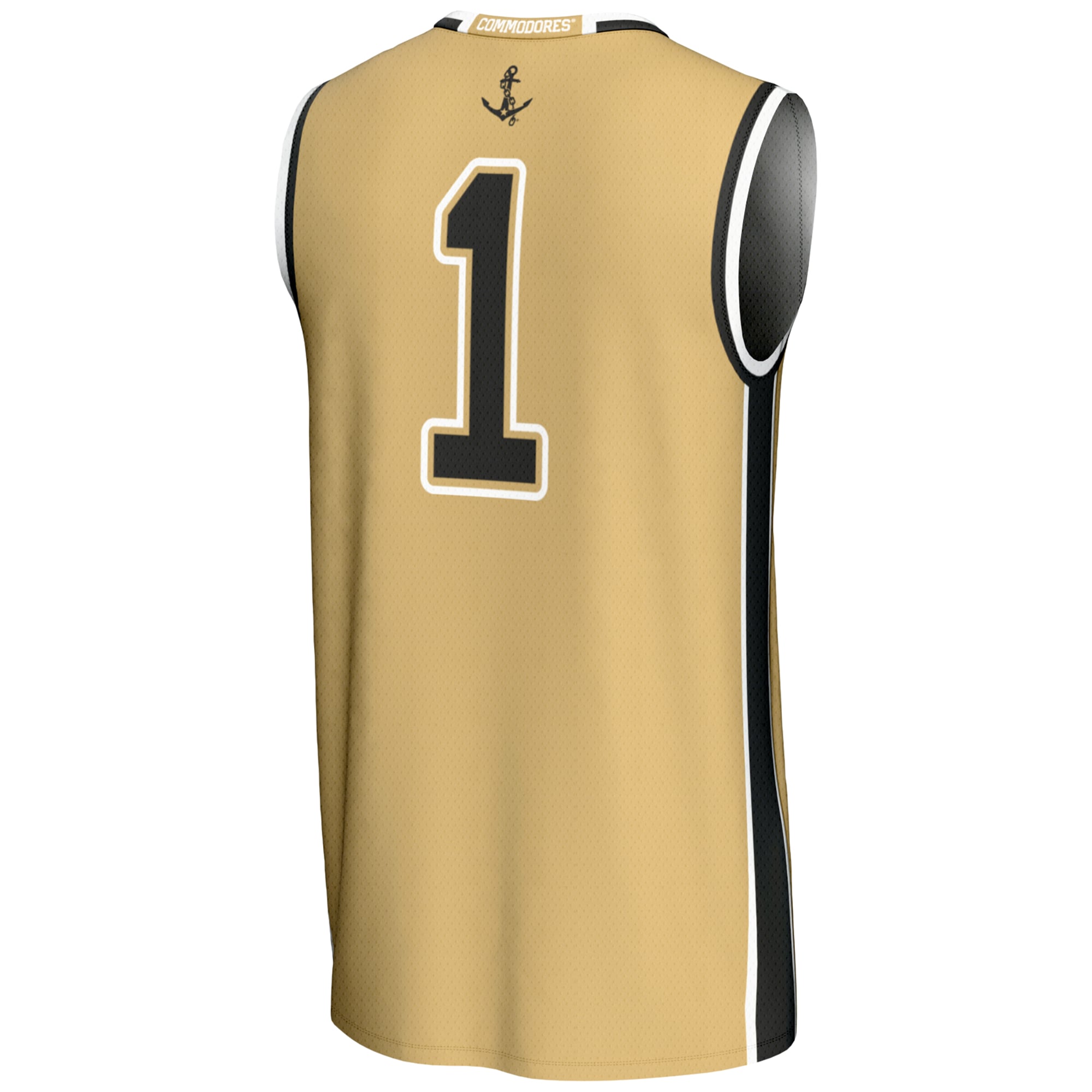 #1 Vanderbilt Commodores Lightweight Collegiate Basketball Jersey Gold - back view
