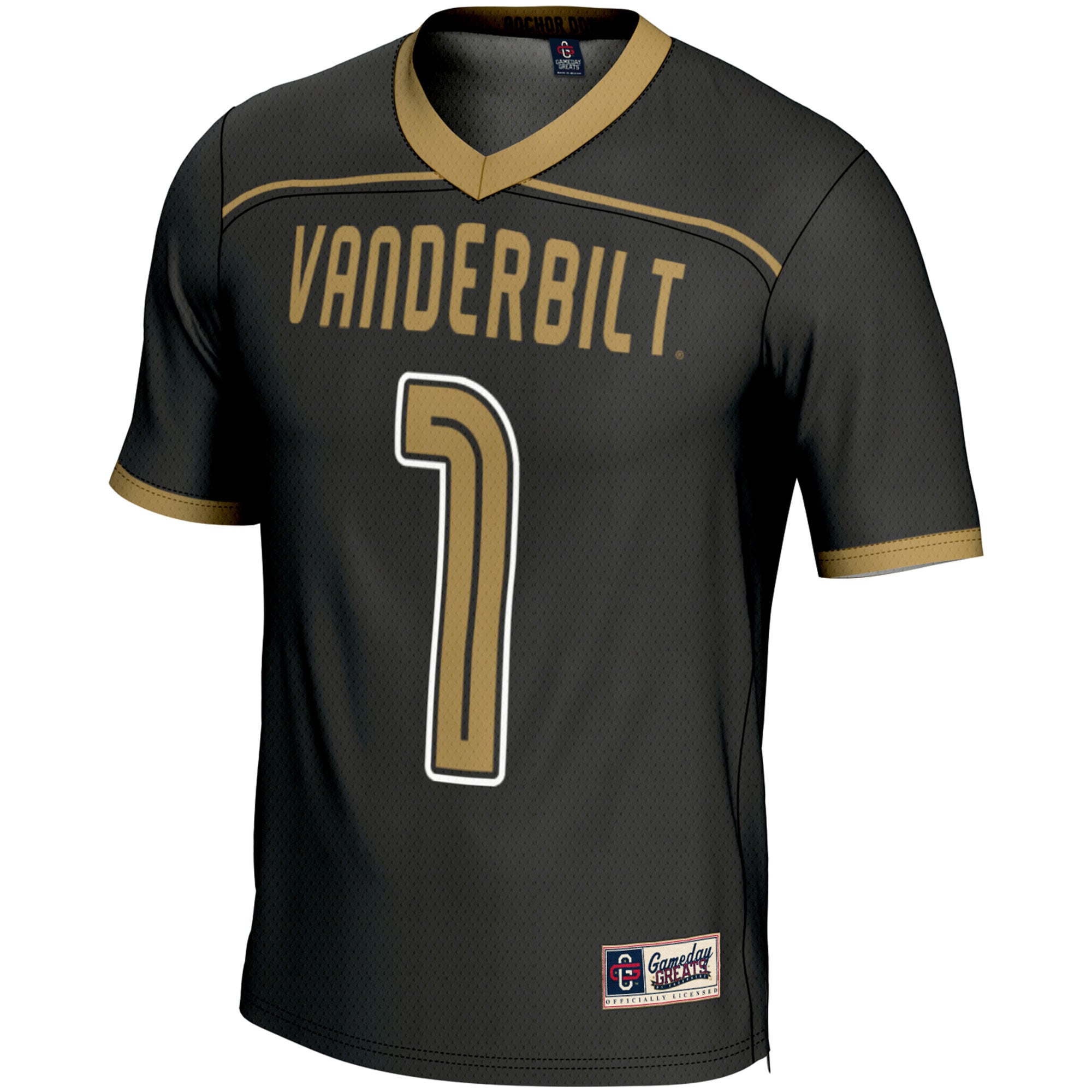 #1 Vanderbilt Commodores Lightweight Men's Lacrosse Jersey Black - front view