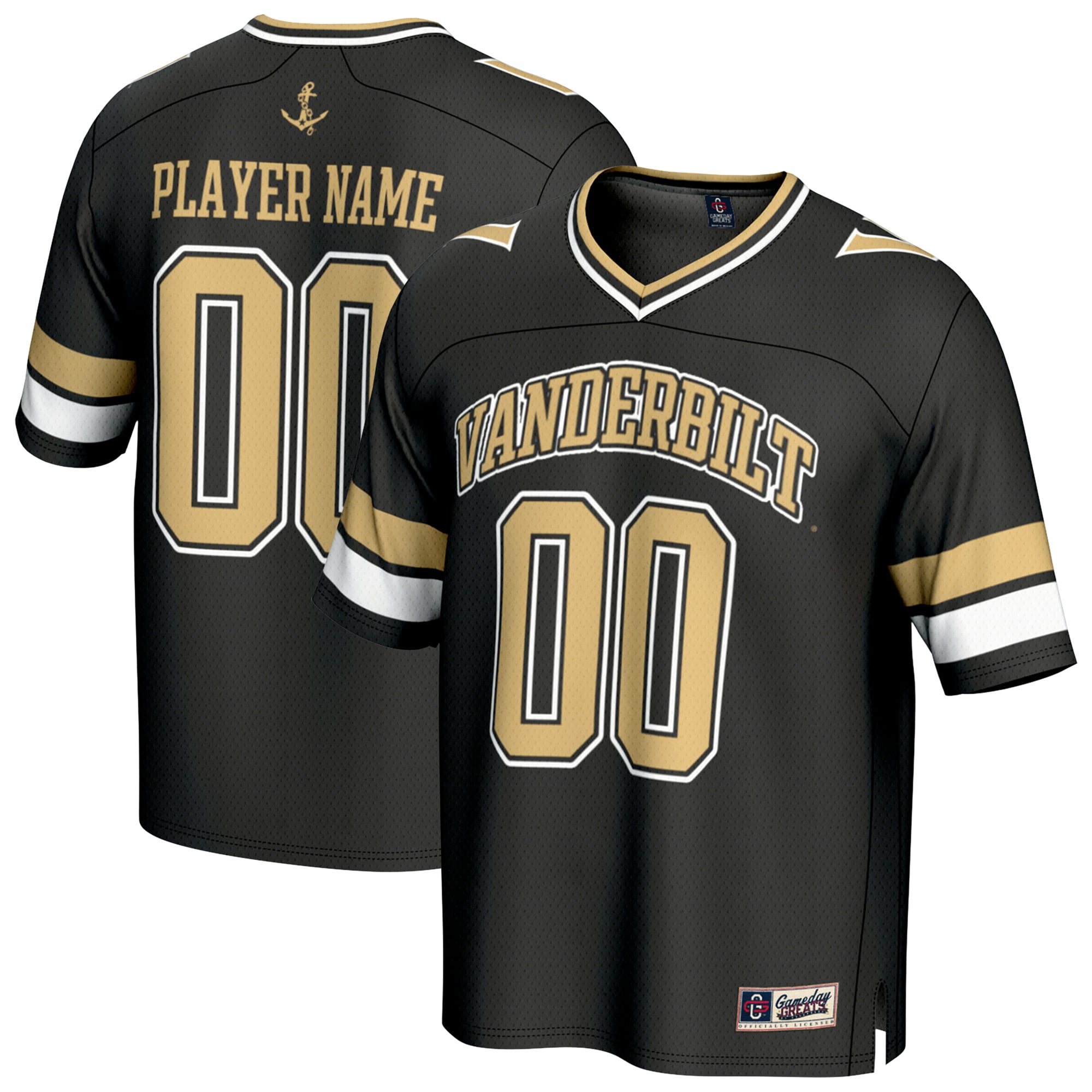 Vanderbilt Commodores Unisex Football Fashion Jersey Black - front and back view