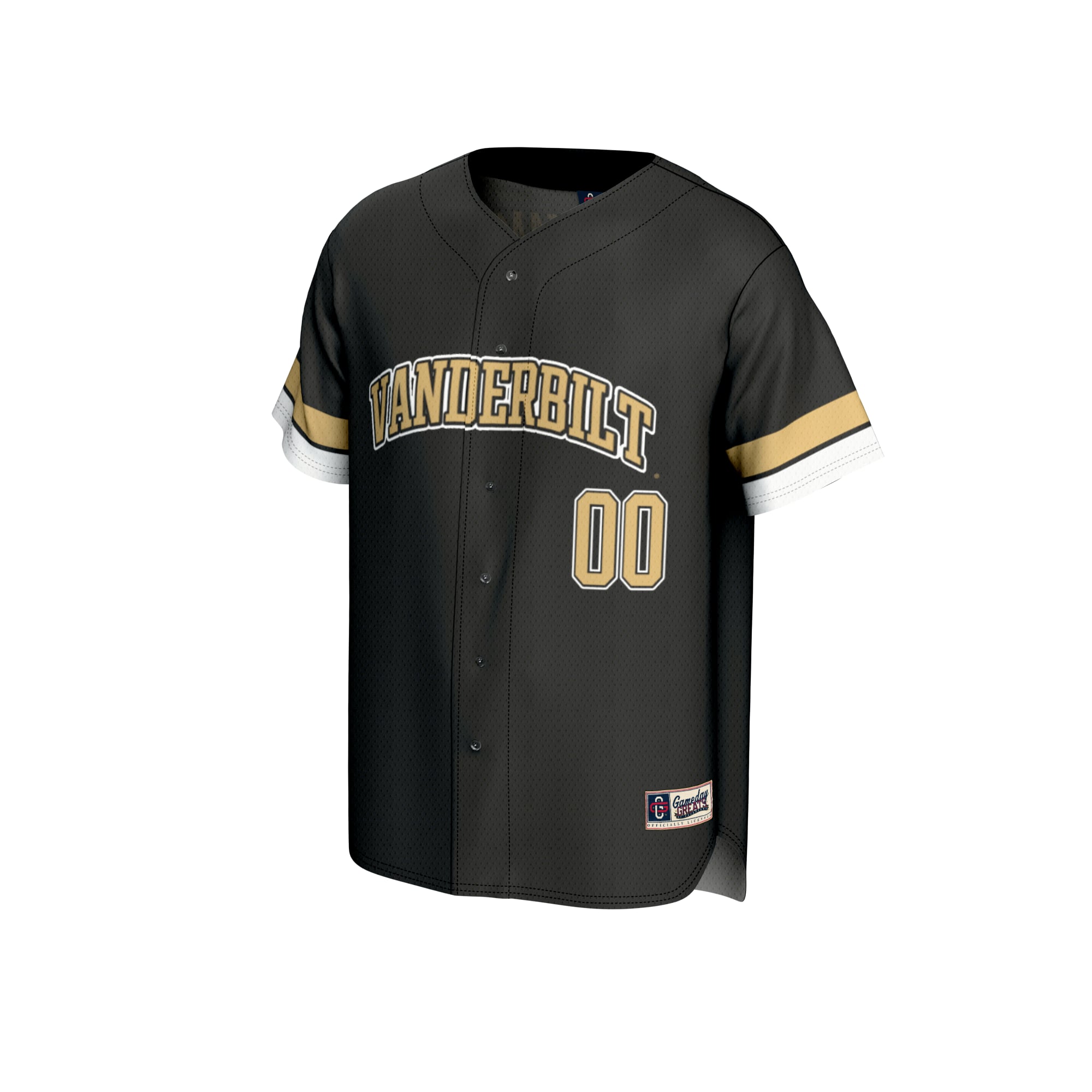 Vanderbilt Commodores Unisex Lightweight Baseball Jersey Black - front view
