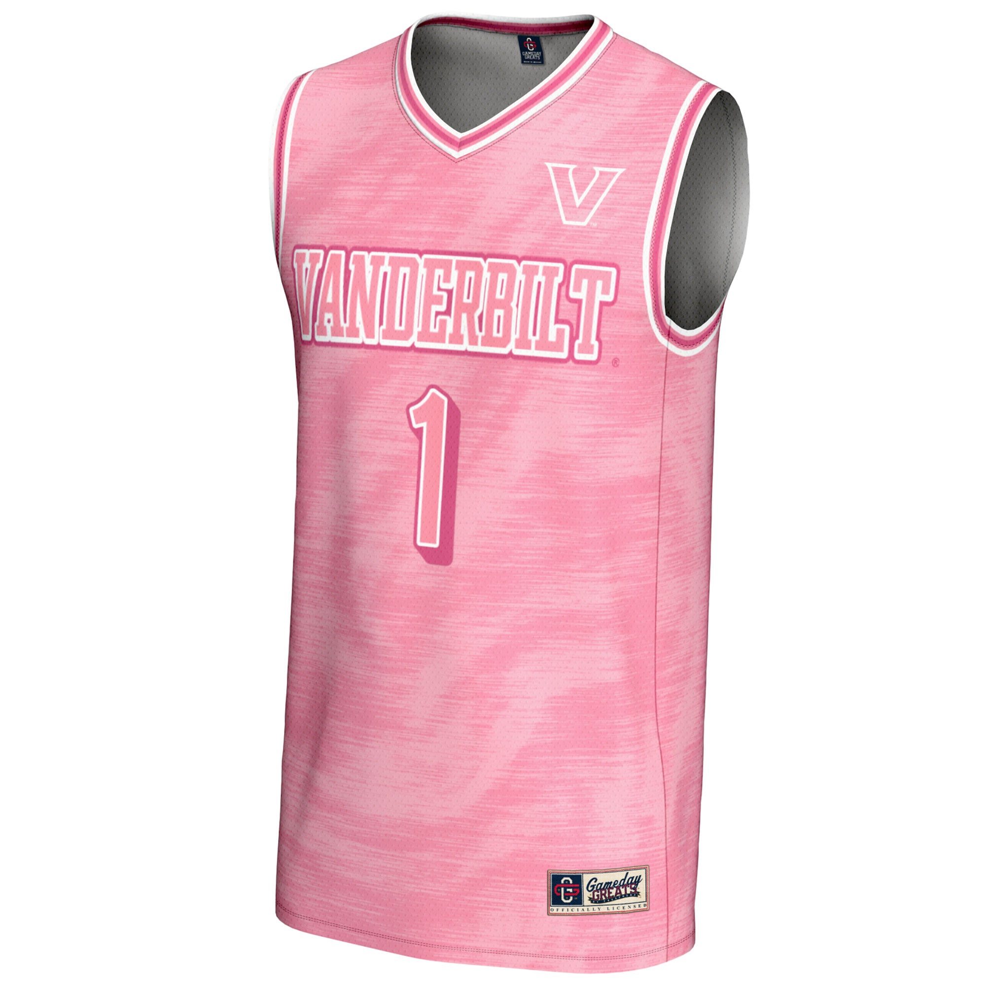 #1 Vanderbilt Commodores Unisex Lightweight Basketball Fashion Jersey Pink - front view