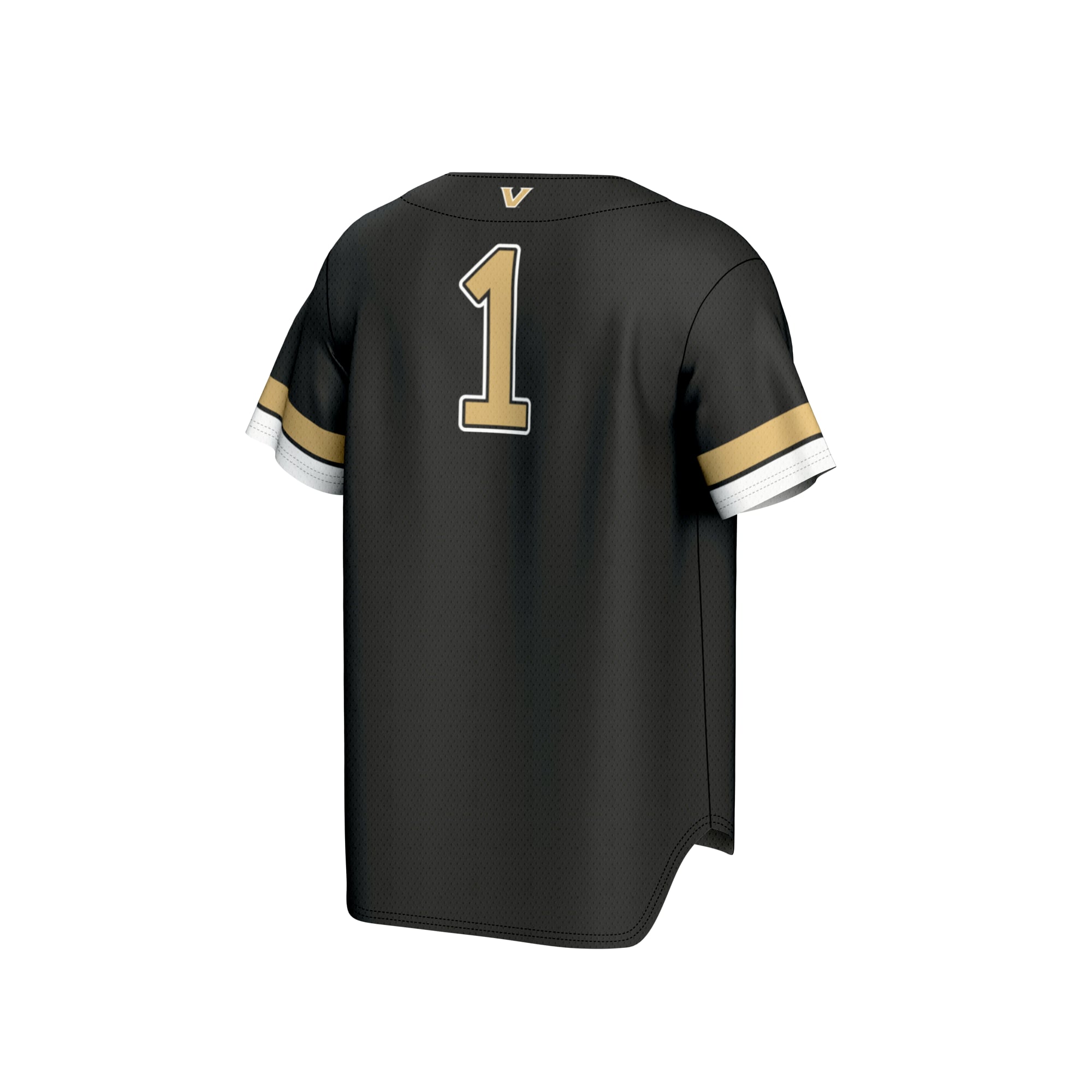 #1 Vanderbilt Commodores Unisex Lightweight Collegiate Baseball Fashion Jersey Black - back view
