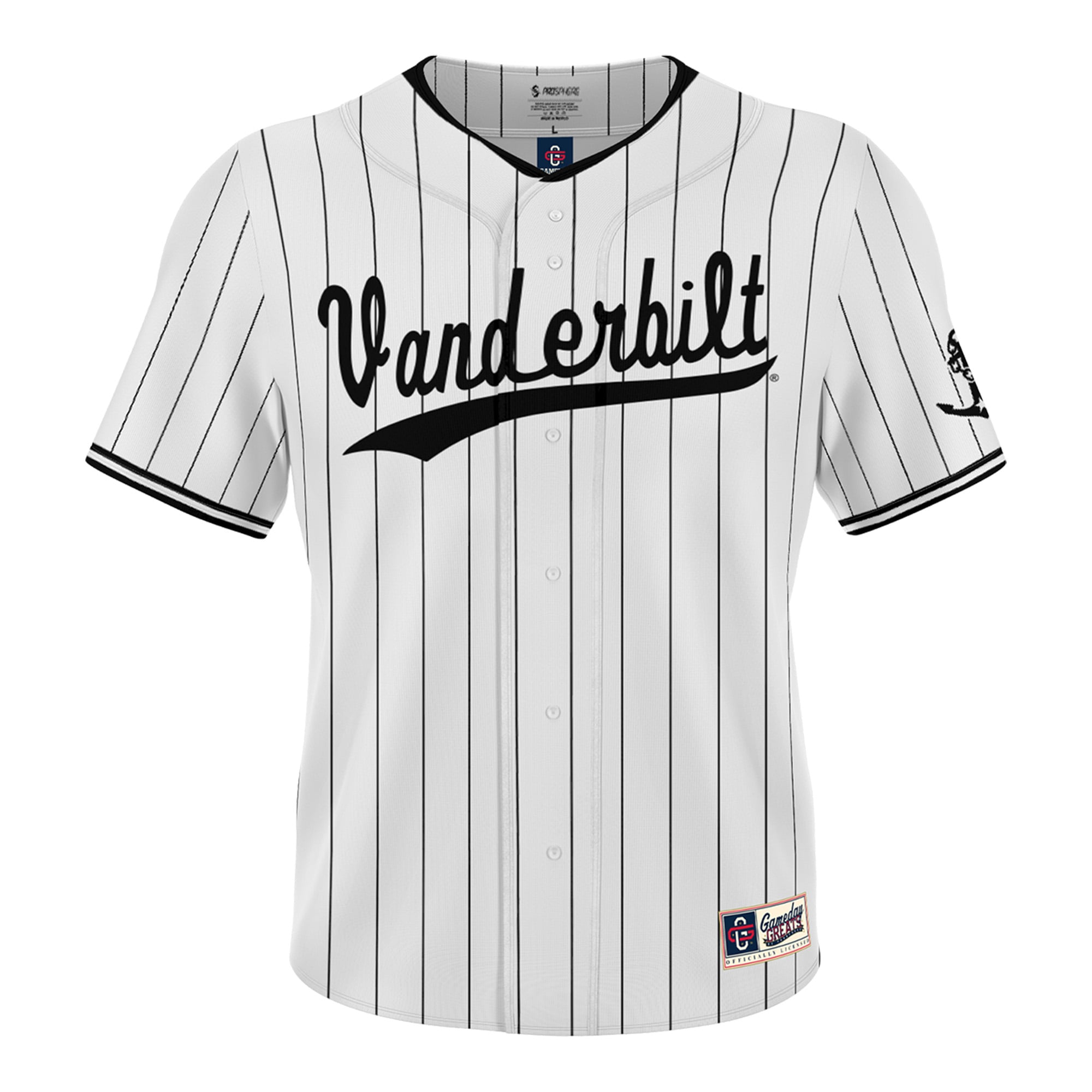 Vanderbilt Commodores Unisex Lightweight Collegiate Baseball Fashion Jersey White - front view