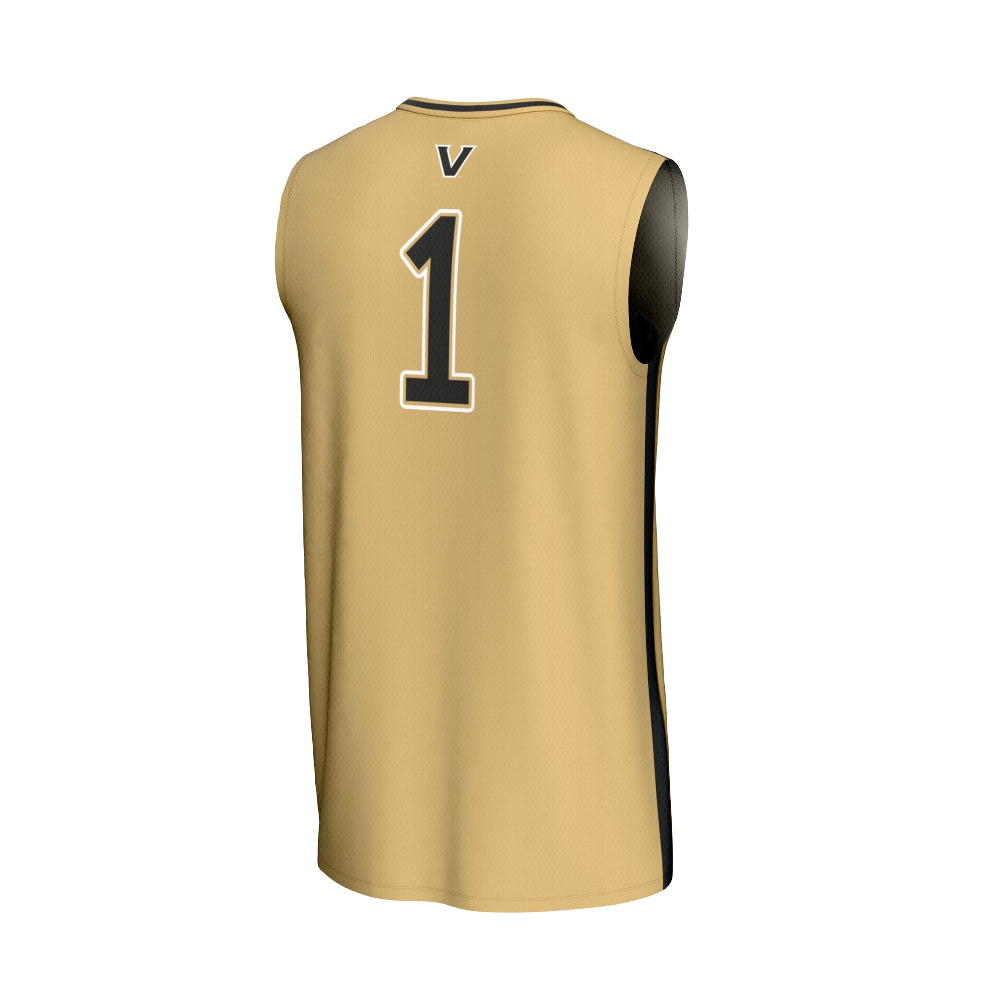 #1 Vanderbilt Commodores Unisex Lightweight Collegiate Basketball Fashion Jersey Gold - back view