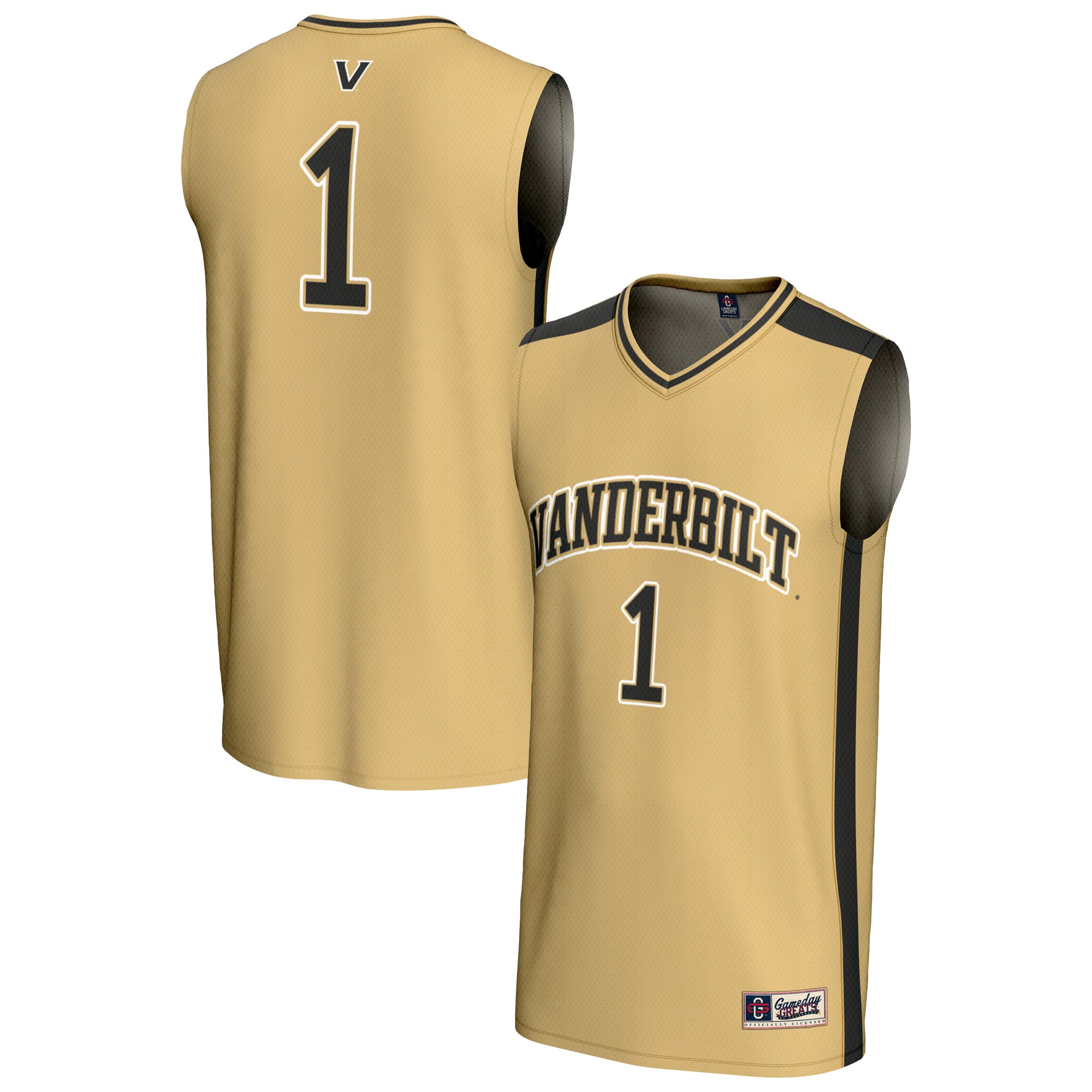 #1 Vanderbilt Commodores Unisex Lightweight Collegiate Basketball Fashion - front and back view