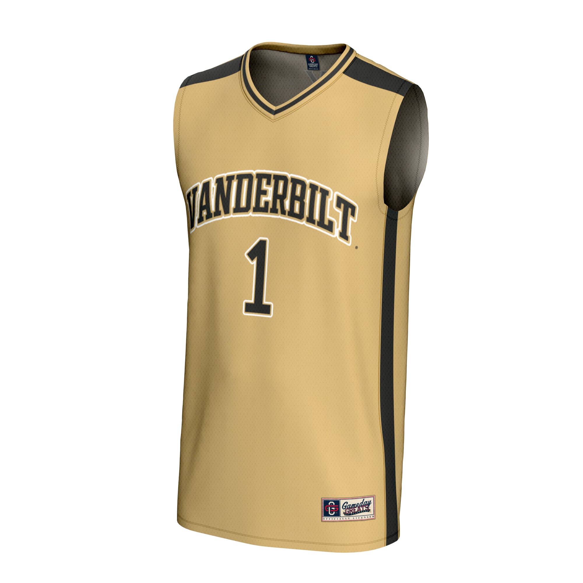 #1 Vanderbilt Commodores Unisex Lightweight Collegiate Basketball Fashion Jersey Gold - front view