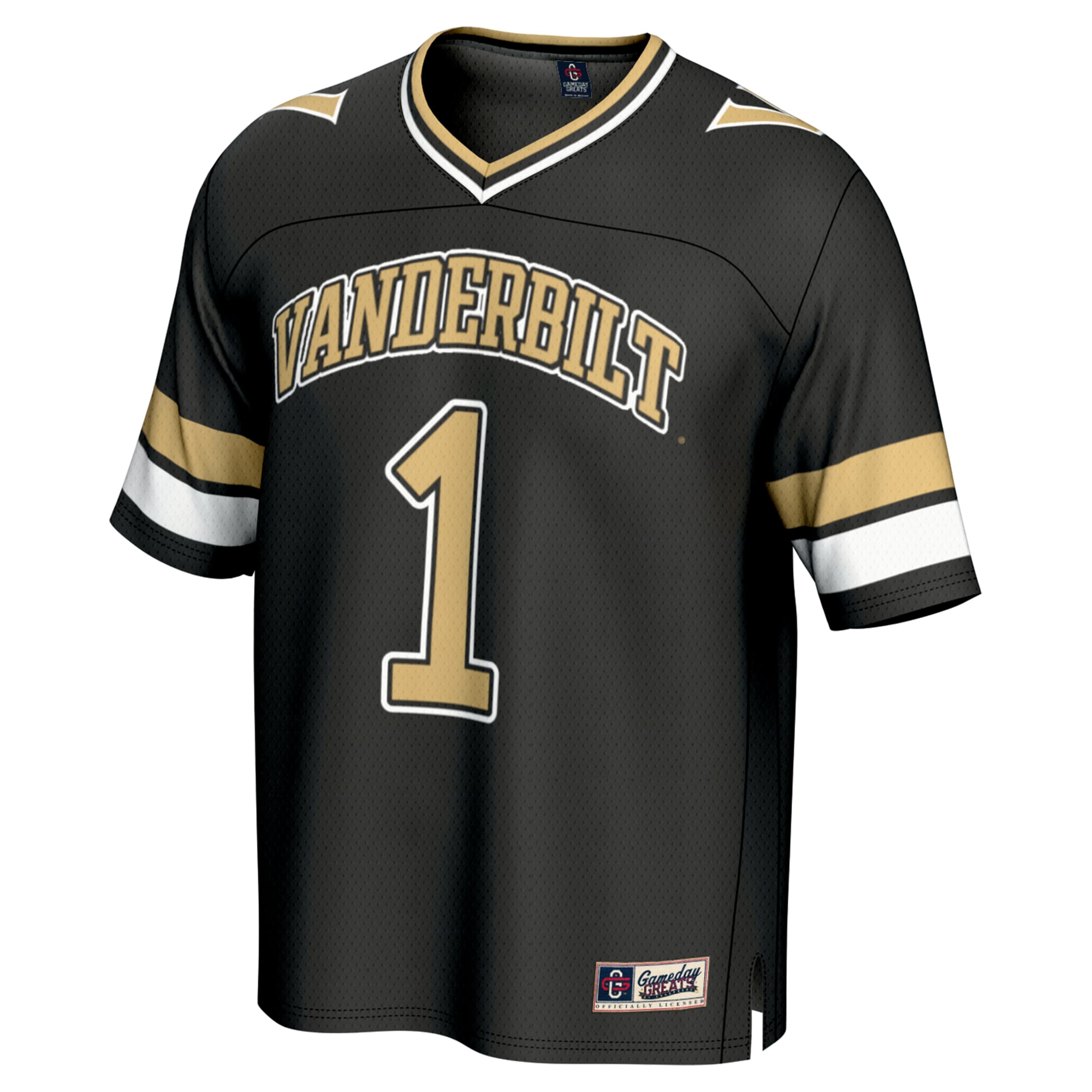 #1 Vanderbilt Commodores Unisex Lightweight Collegiate Football Fashion Jersey Black - front view