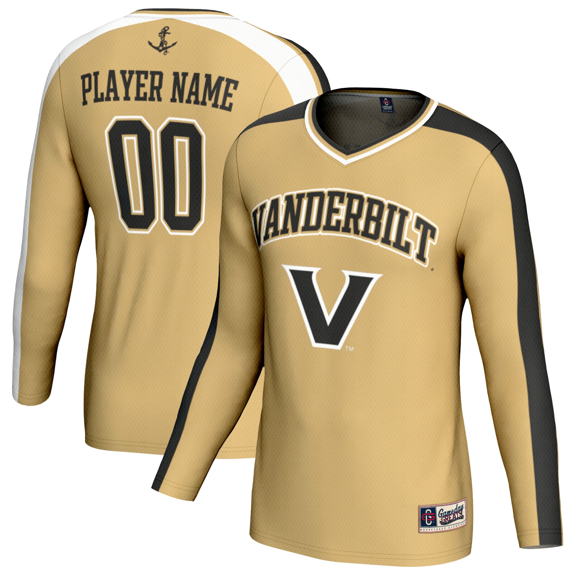 Vanderbilt Commodores Unisex Lightweight Collegiate Volleyball Fashion Jersey - front and back view