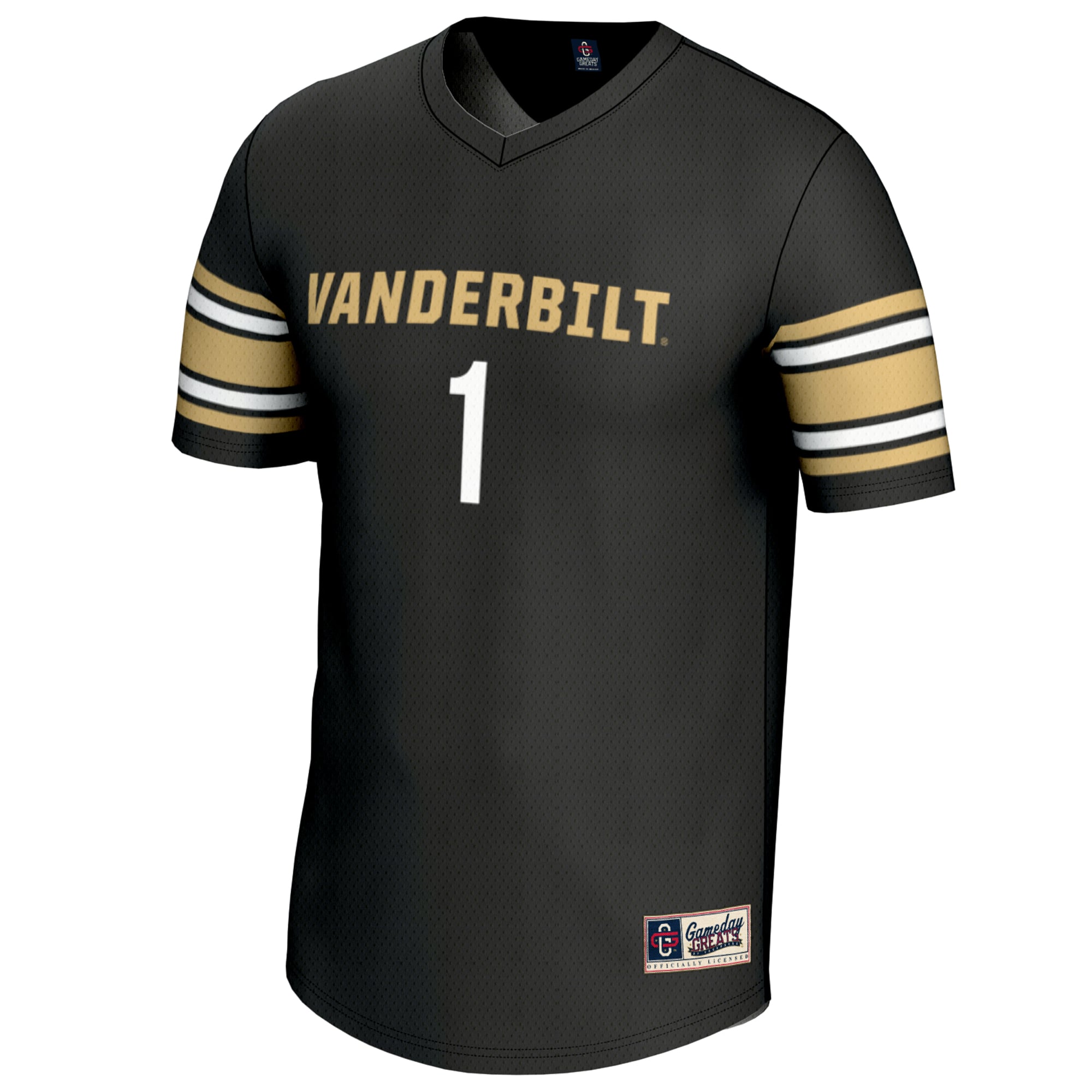 #1 Vanderbilt Commodores Unisex Lightweight Lacrosse Jersey Black - front view