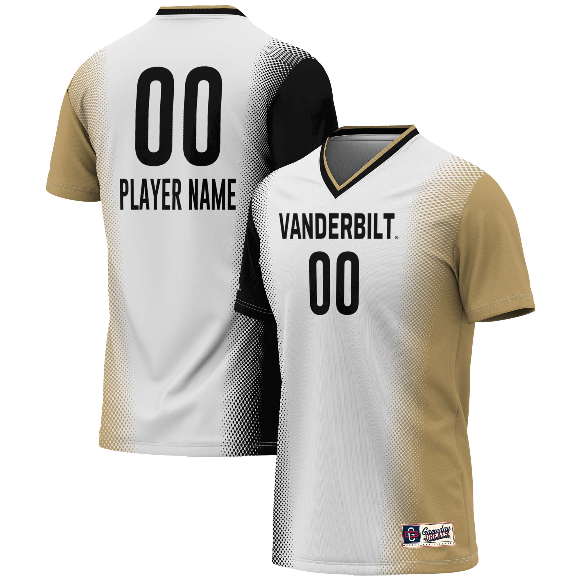 Vanderbilt Commodores Unisex Lightweight Women's Soccer Jersey White - front and back view
