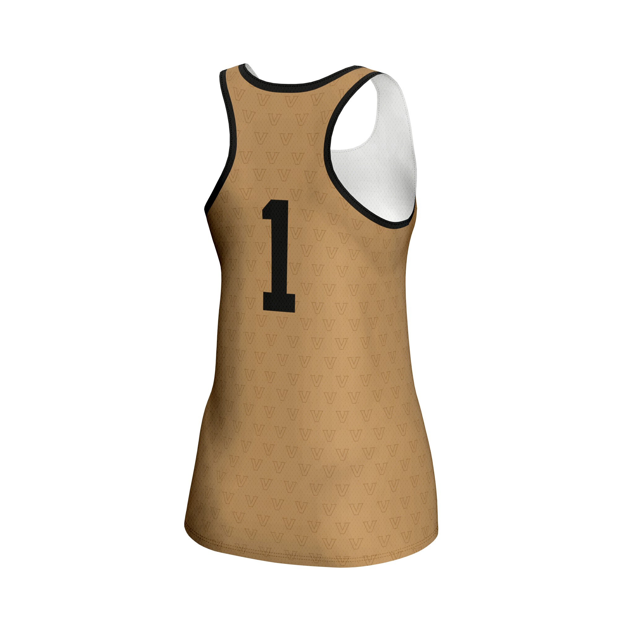 #1 Vanderbilt Commodores Unisex Women's Volleyball Lightweight Fashion Jersey Gold - back view