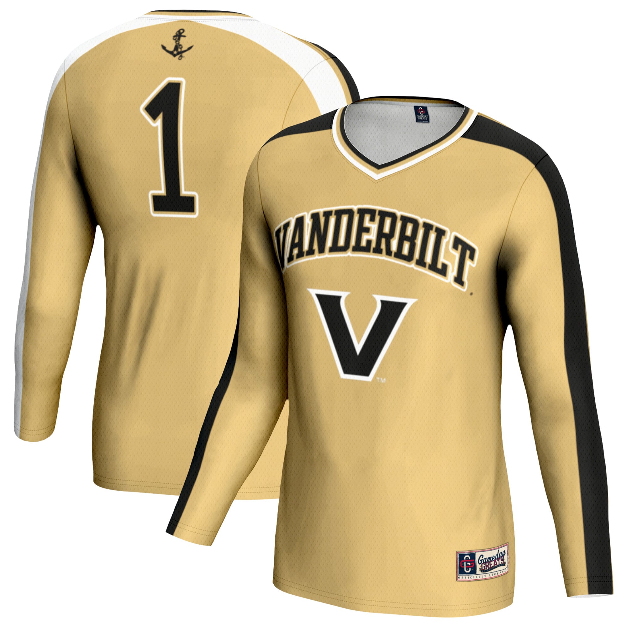Vanderbilt Commodores Unisex Women's Volleyball Lightweight Fashion Jersey - front and back view