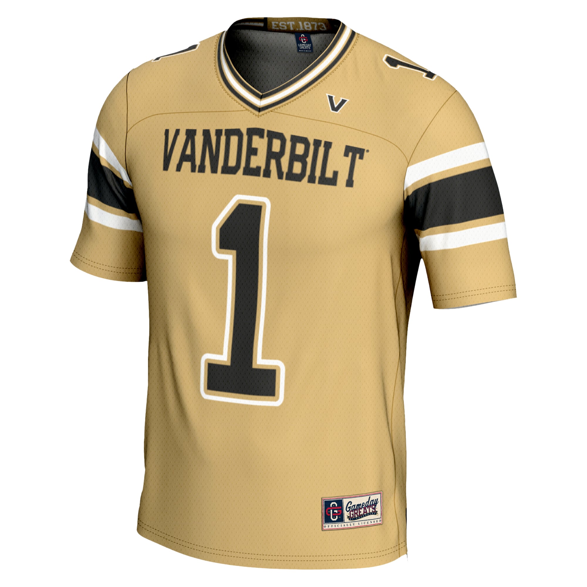 #1 Vanderbilt Commodores Youth Football Jersey Gold - back view