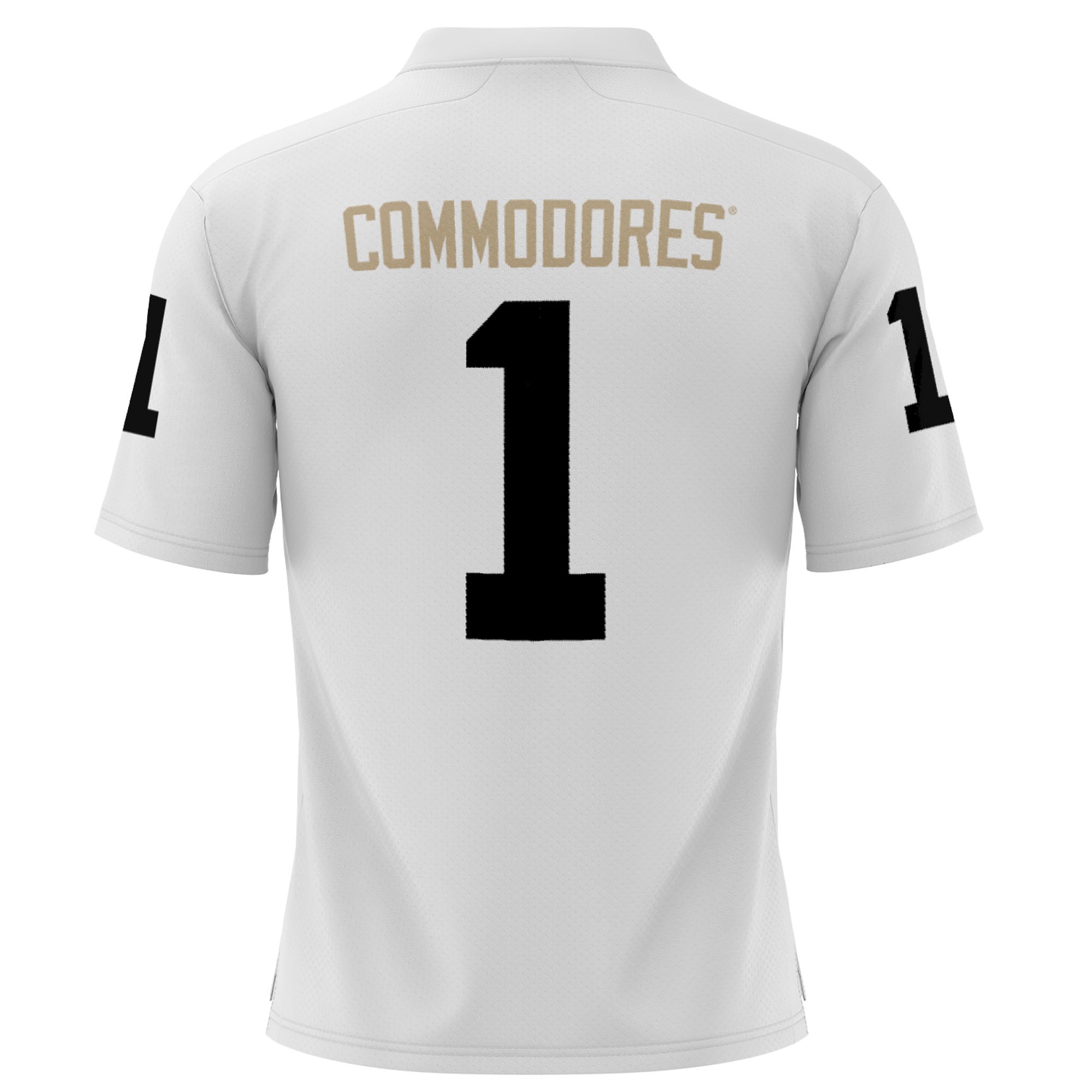 #1 Vanderbilt Commodores Youth Football Jersey White - back view
