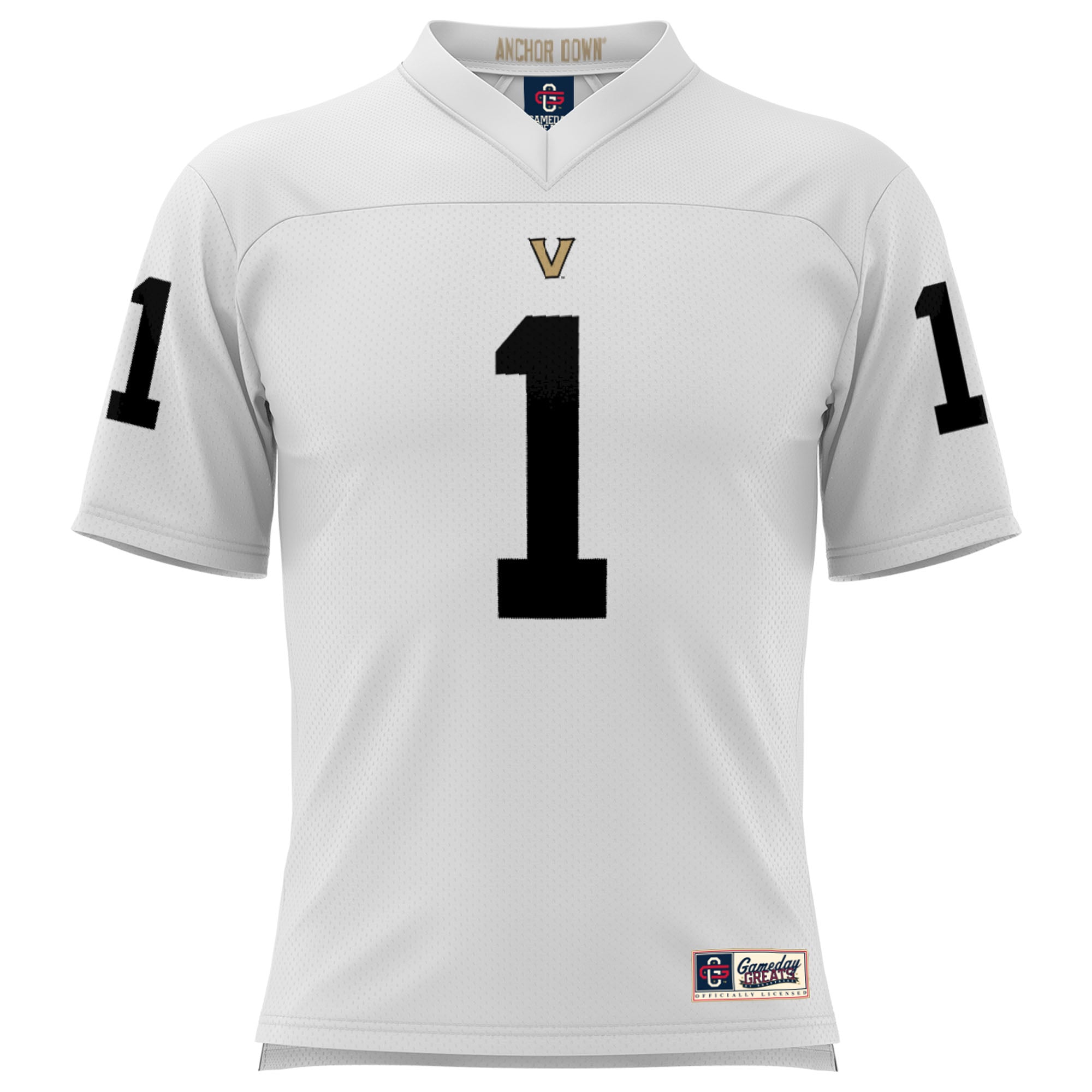 #1 Vanderbilt Commodores Youth Football Jersey White - front view