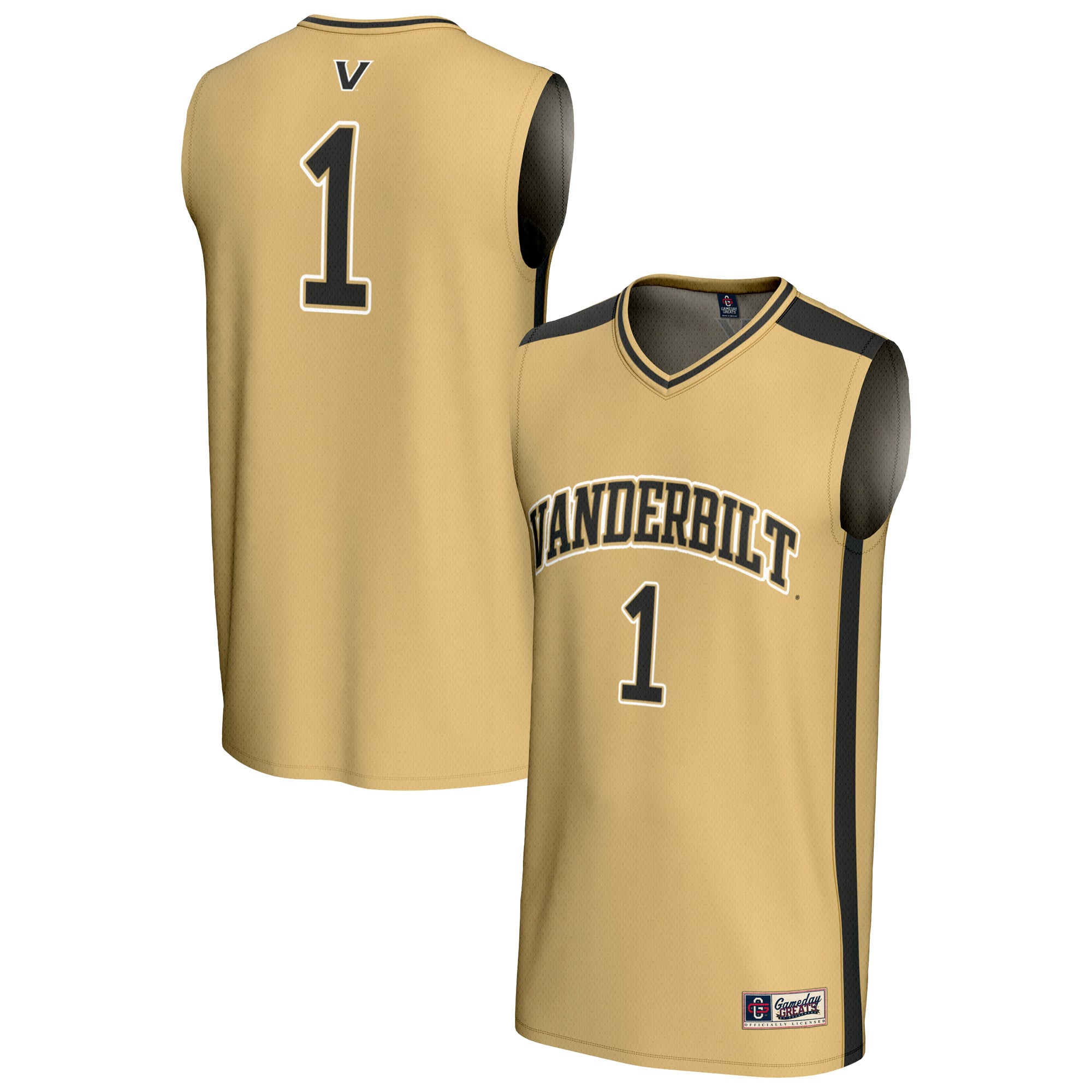 #1 Vanderbilt Commodores Youth Lightweight Collegiate Basketball Fashion - front and back view