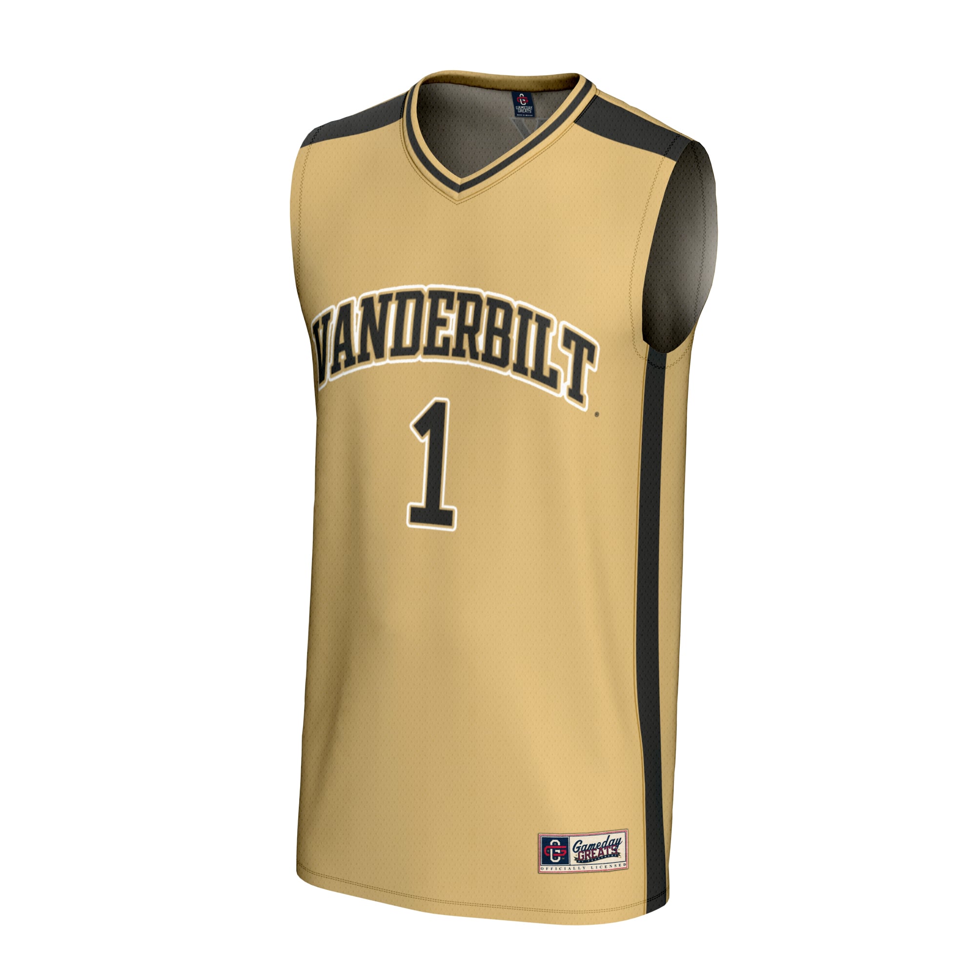 #1 Vanderbilt Commodores Youth Lightweight Collegiate Basketball Fashion Jersey Gold - front view
