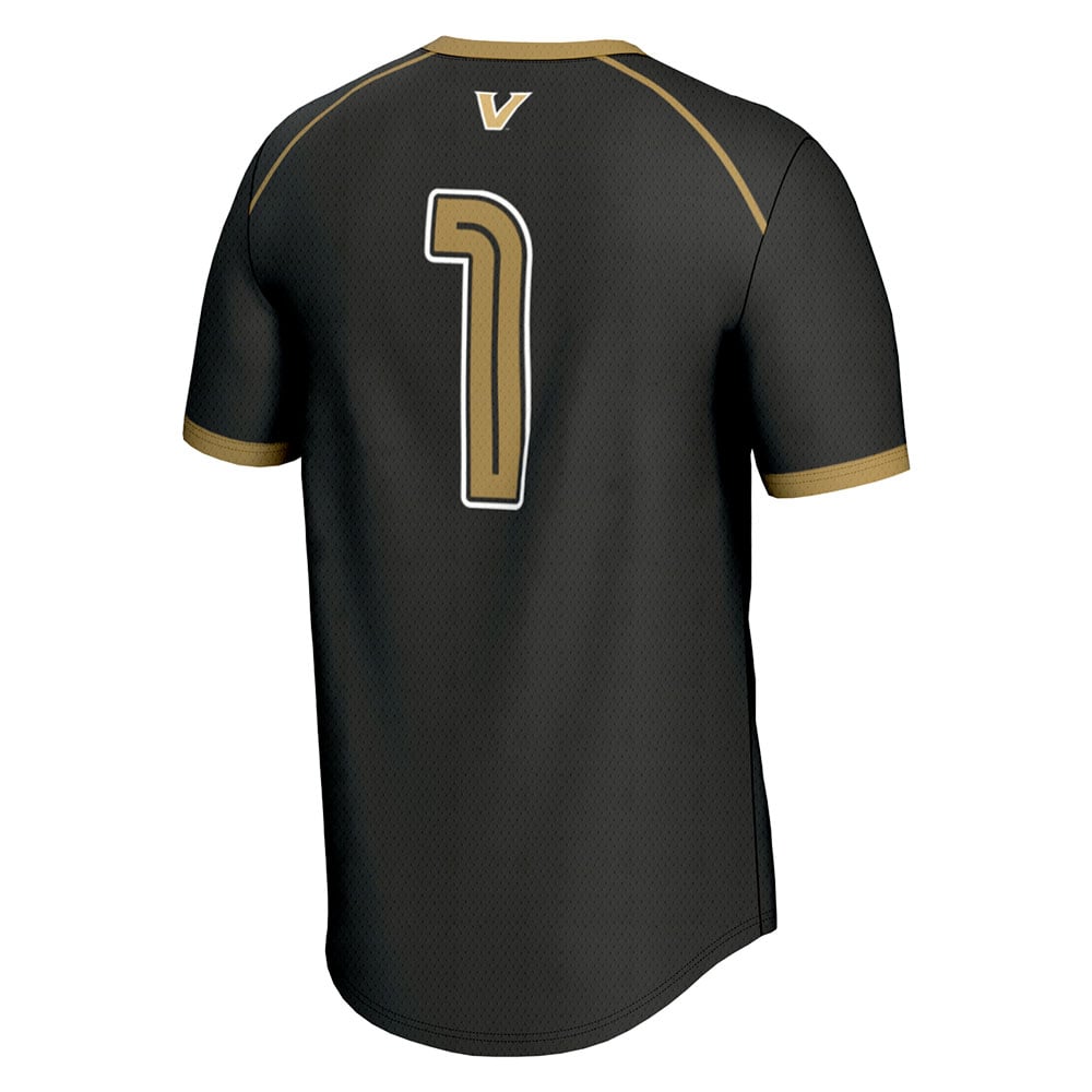 #1 Vanderbilt Commodores Youth Lightweight Lacrosse Jersey Black - back view