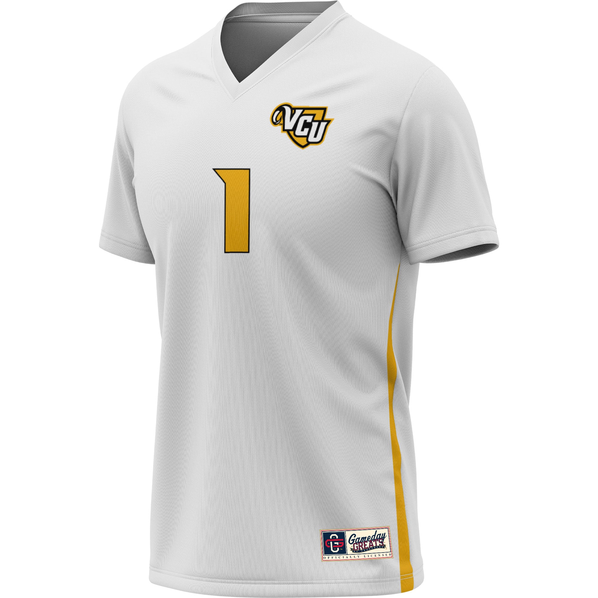 #1 VCU Rams Youth Men's Soccer Lightweight Fashion Jersey White - front view