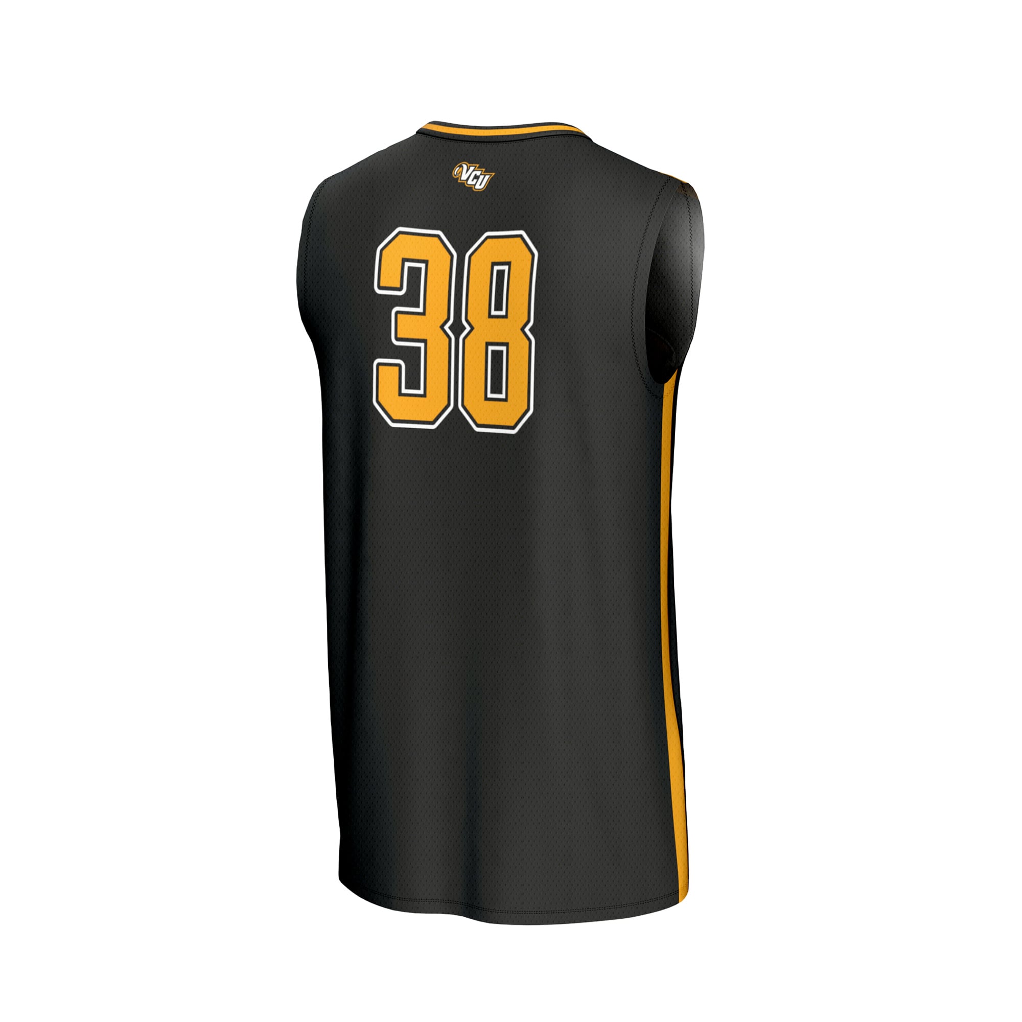 #38 VCU Rams Unisex Lightweight Basketball Fashion Jersey Black - back view