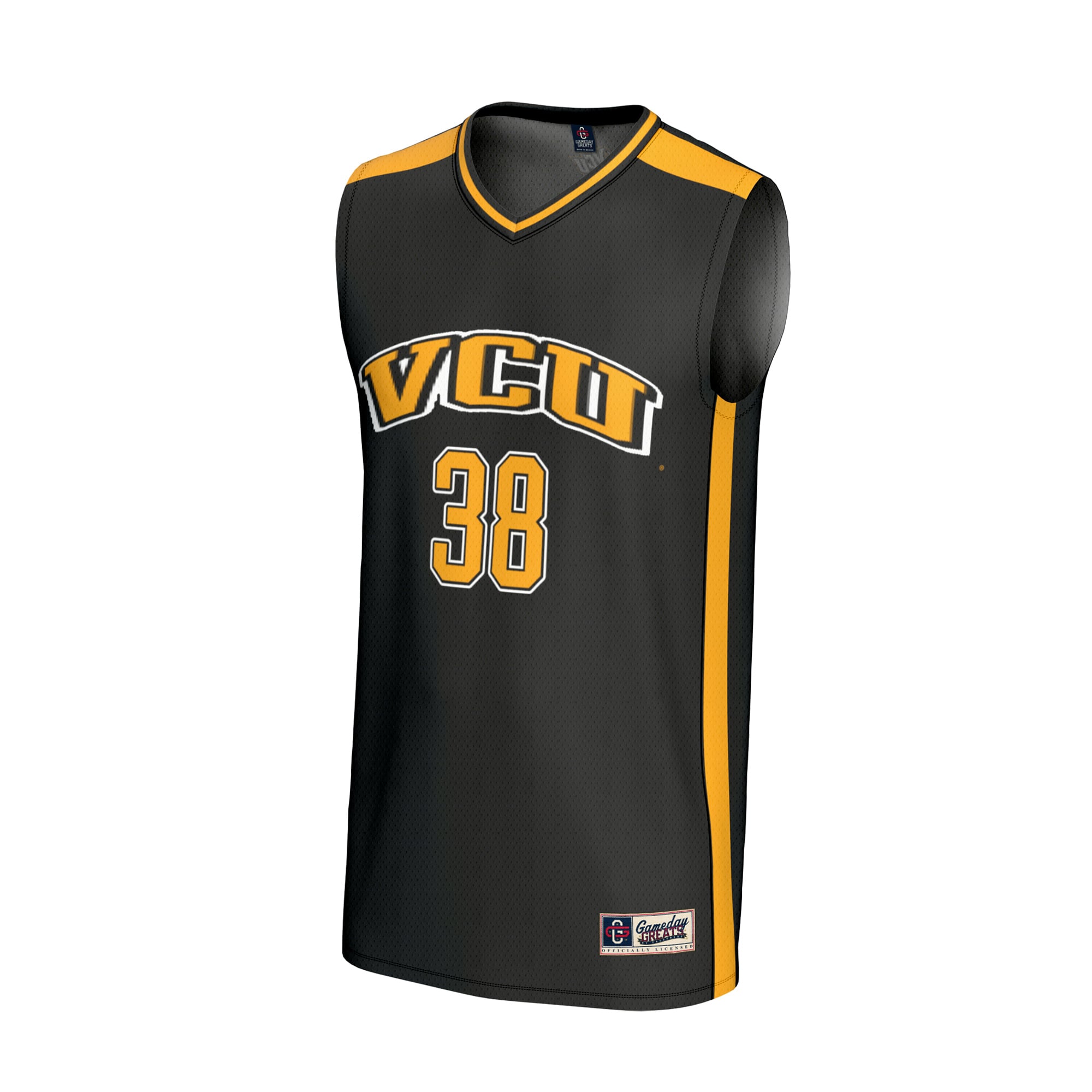 #38 VCU Rams Unisex Lightweight Basketball Fashion Jersey Black - front view