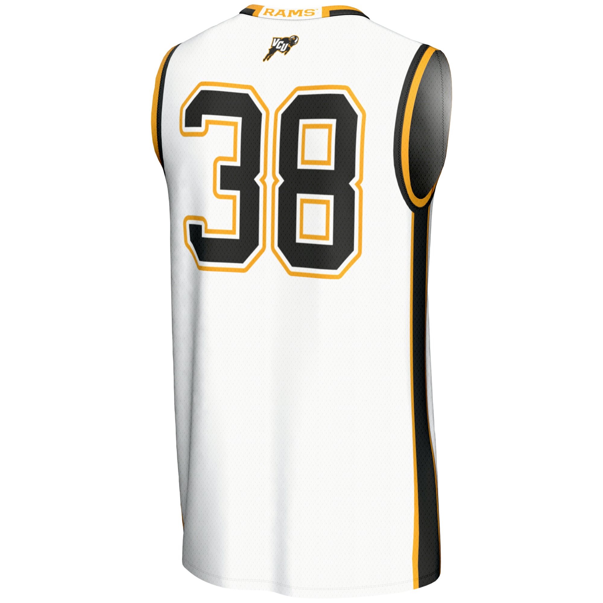 #38 VCU Rams Unisex Lightweight Basketball Jersey White - detail view 1