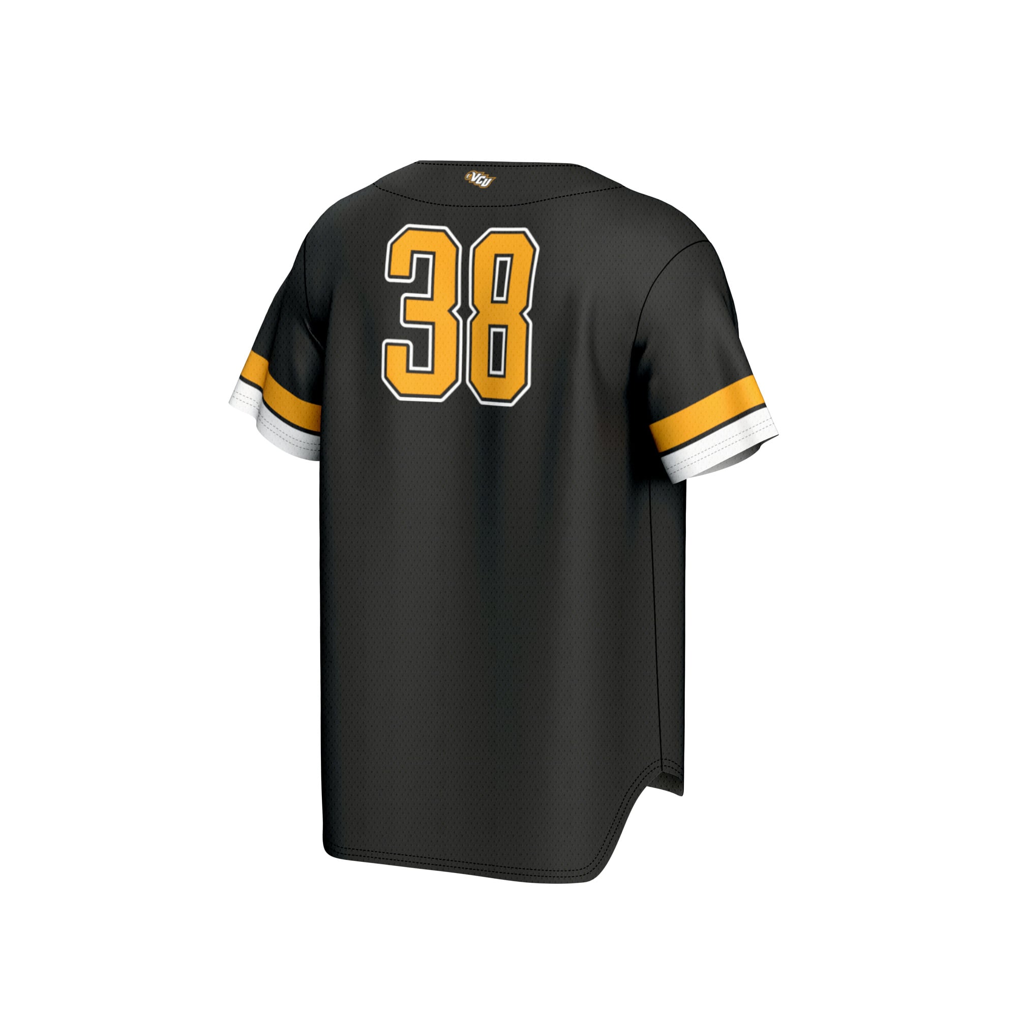 #38 VCU Rams Unisex Lightweight Collegiate Baseball Fashion Jersey Black - back view
