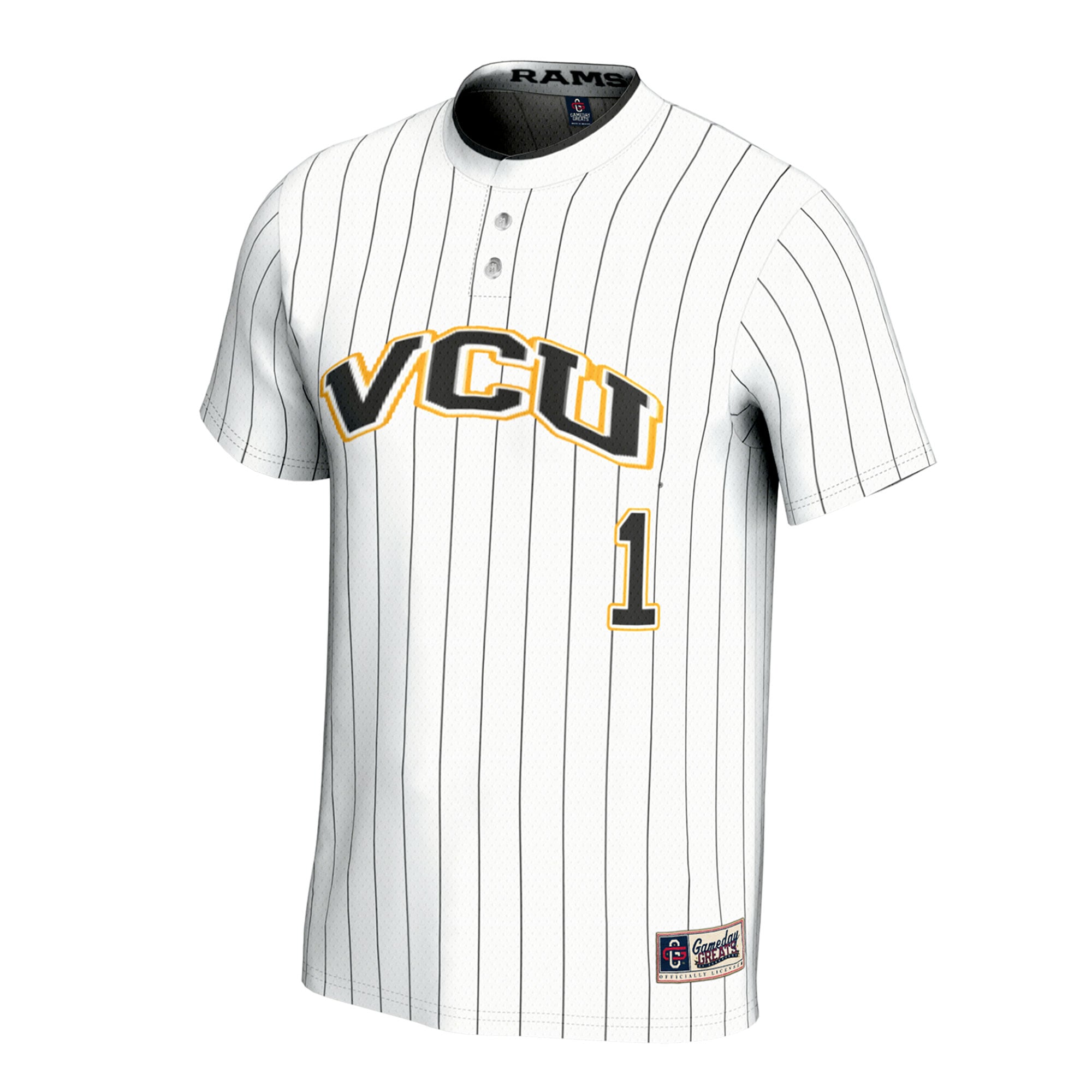 VCU Rams Unisex Lightweight Collegiate Softball Fashion Jersey White - front view