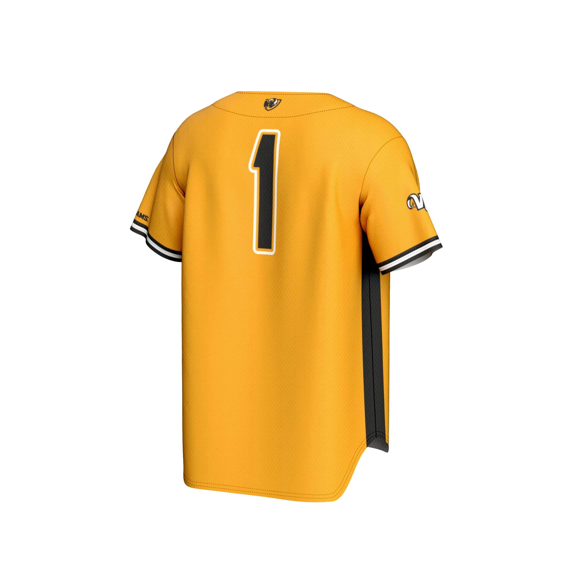 #1 VCU Rams Youth Lightweight Baseball Fashion Jersey Gold - back view