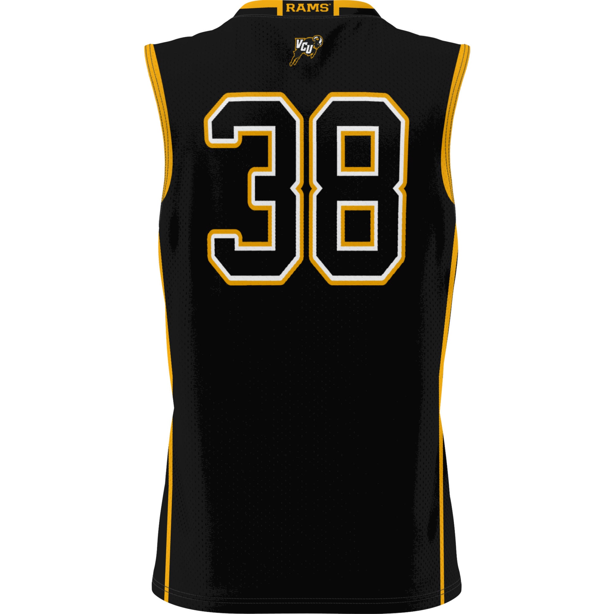 #38 VCU Rams Youth Lightweight Basketball Jersey Black - back view
