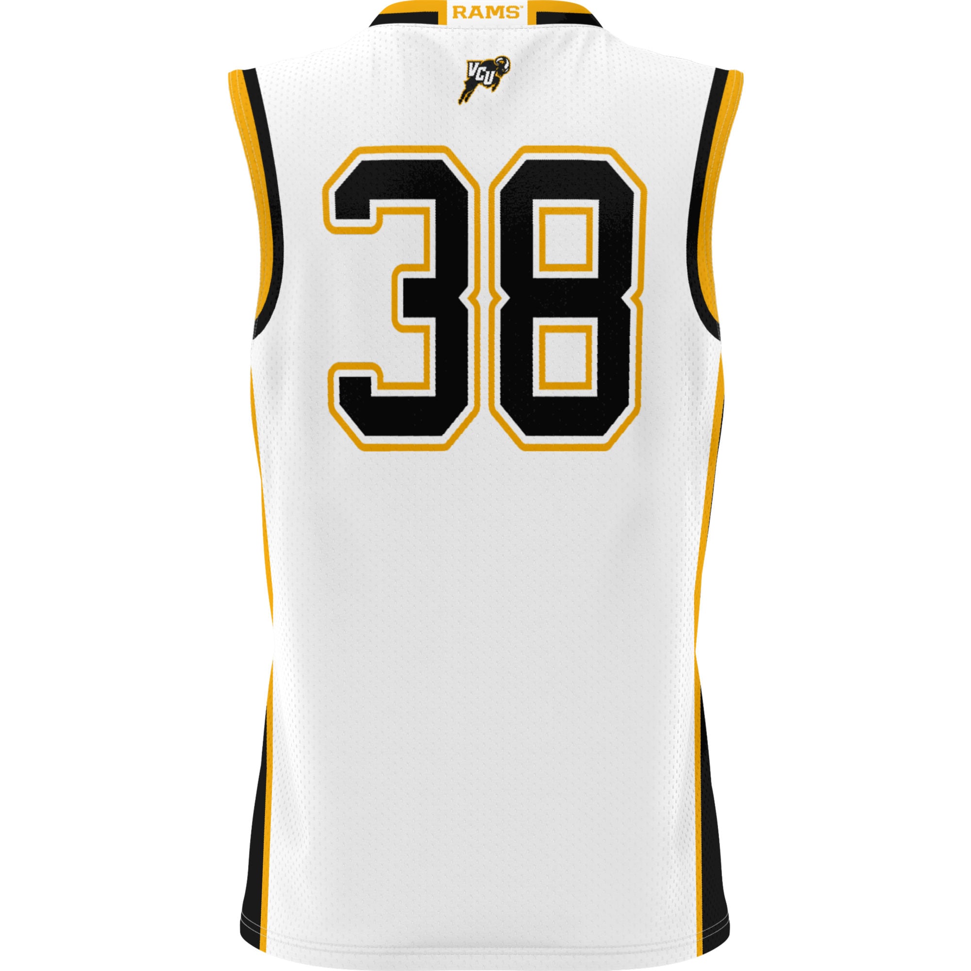 #38 VCU Rams Youth Lightweight Basketball Jersey White - back view