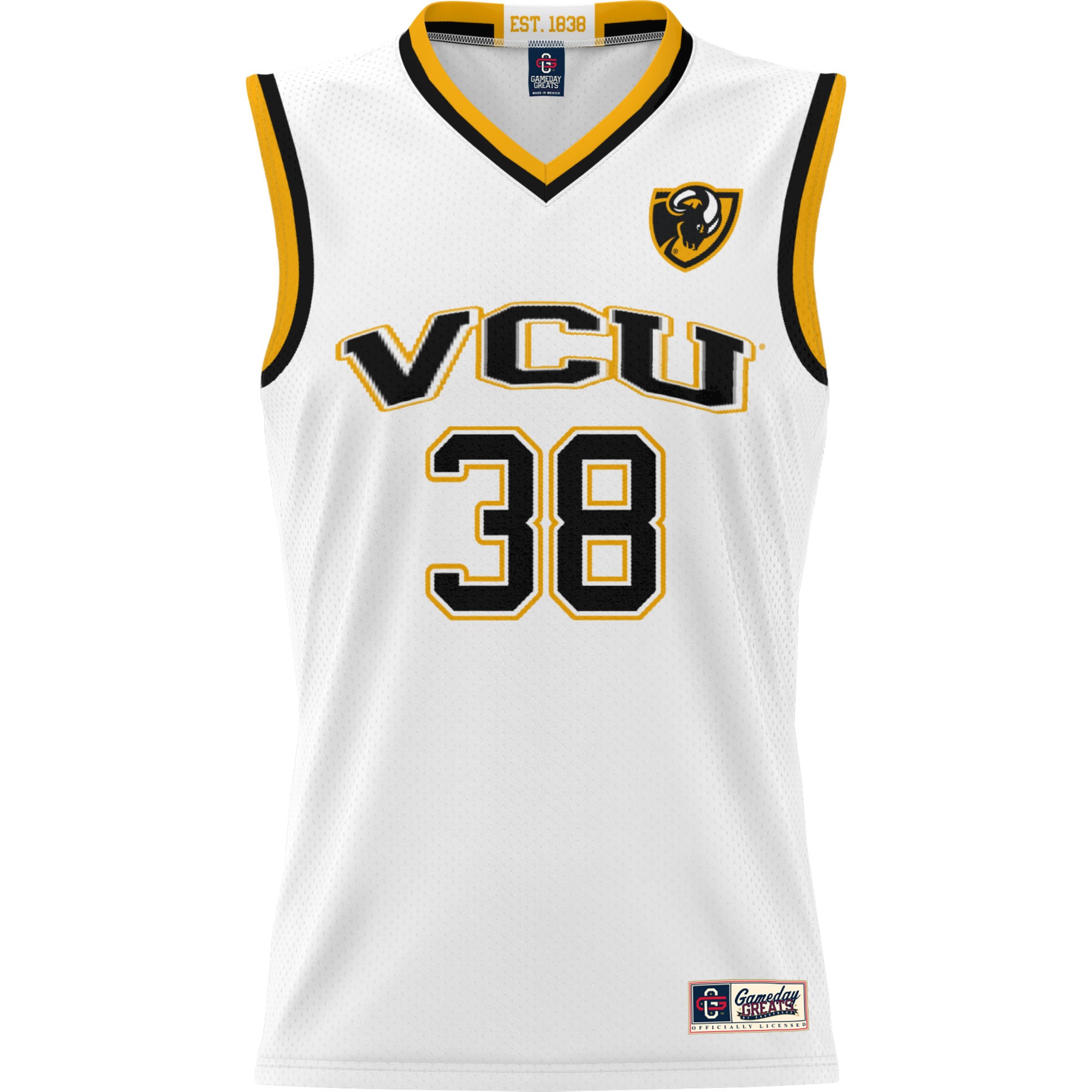 #38 VCU Rams Youth Lightweight Basketball Jersey White - front view
