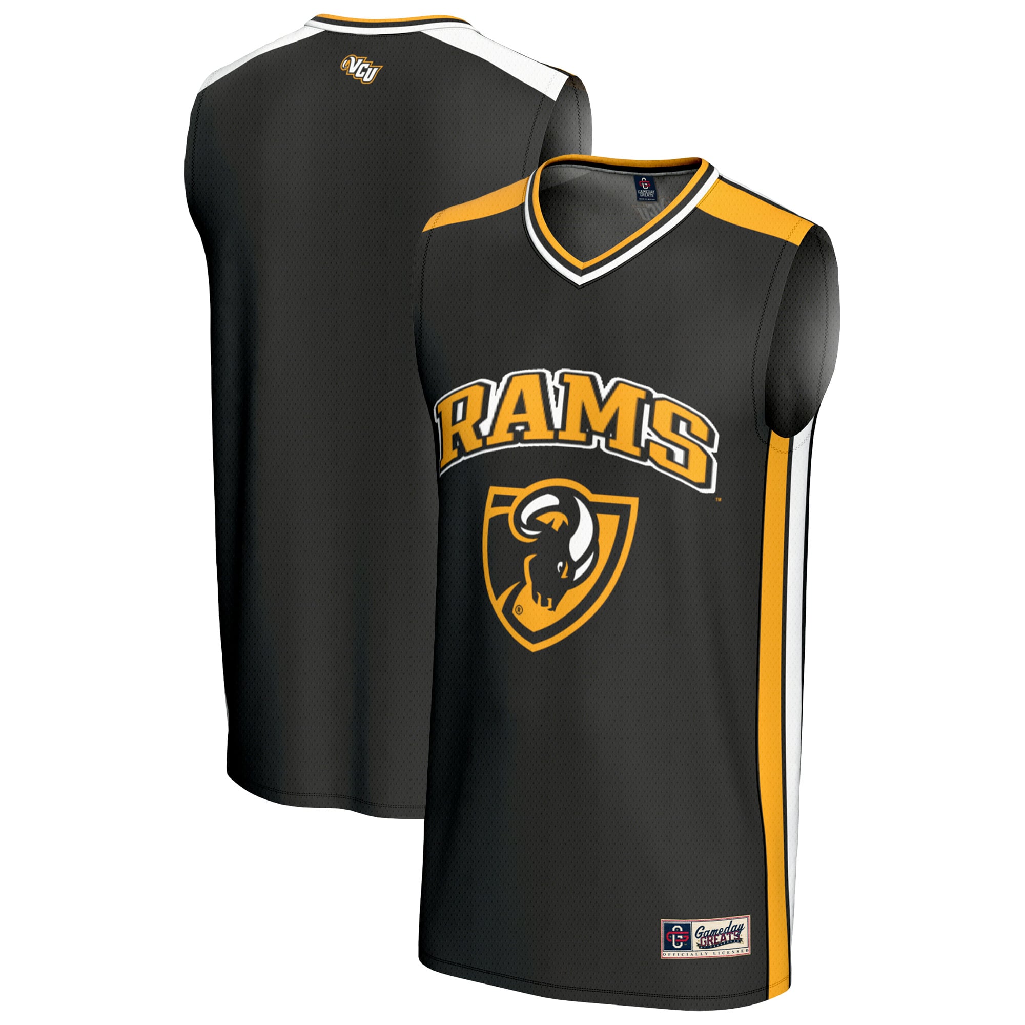 VCU Rams Youth Spirit Basketball Jersey Black - front and back view