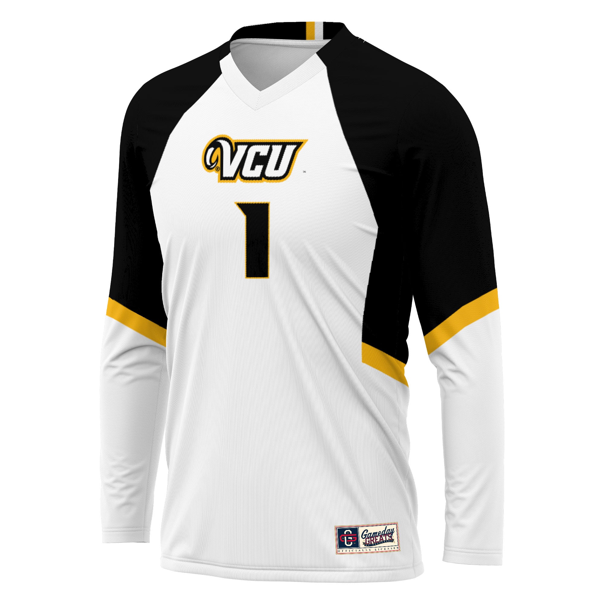 #1 VCU Rams Youth Women's Volleyball Lightweight Fashion Jersey White - front view