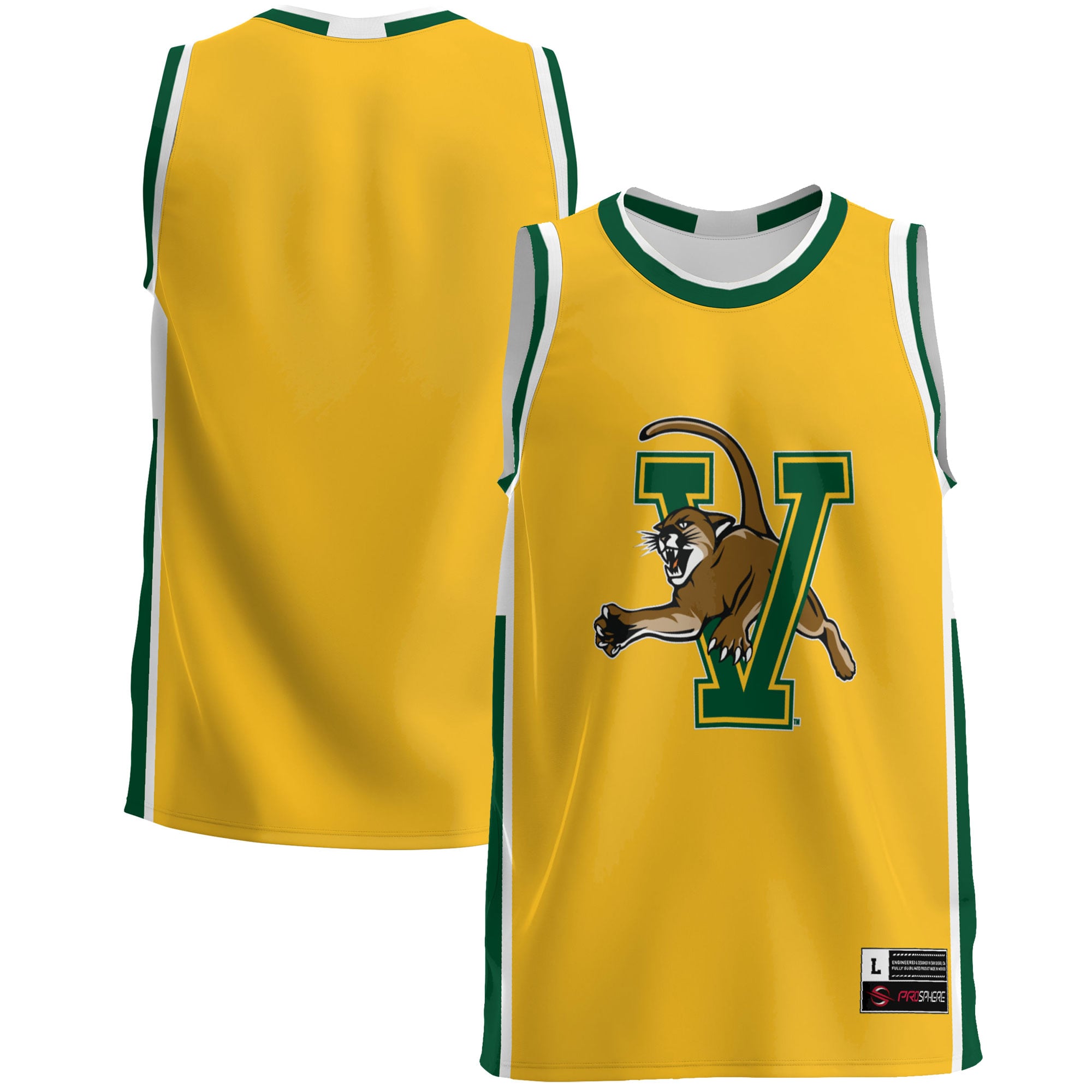 Vermont Catamounts Lightweight Basketball Jersey Green - front and back view