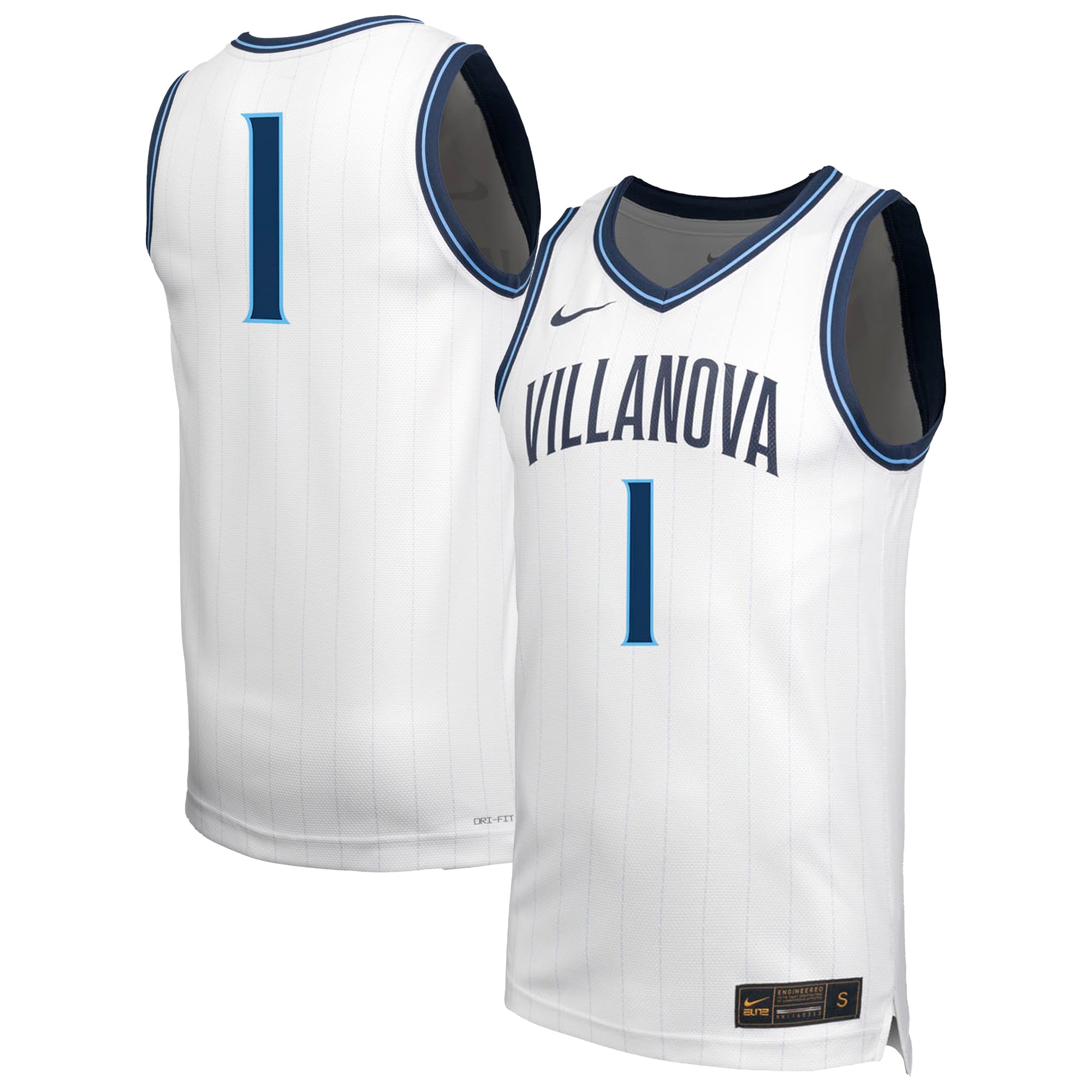 Villanova Wildcats #1 Retro Basketball Jersey White - front and back view