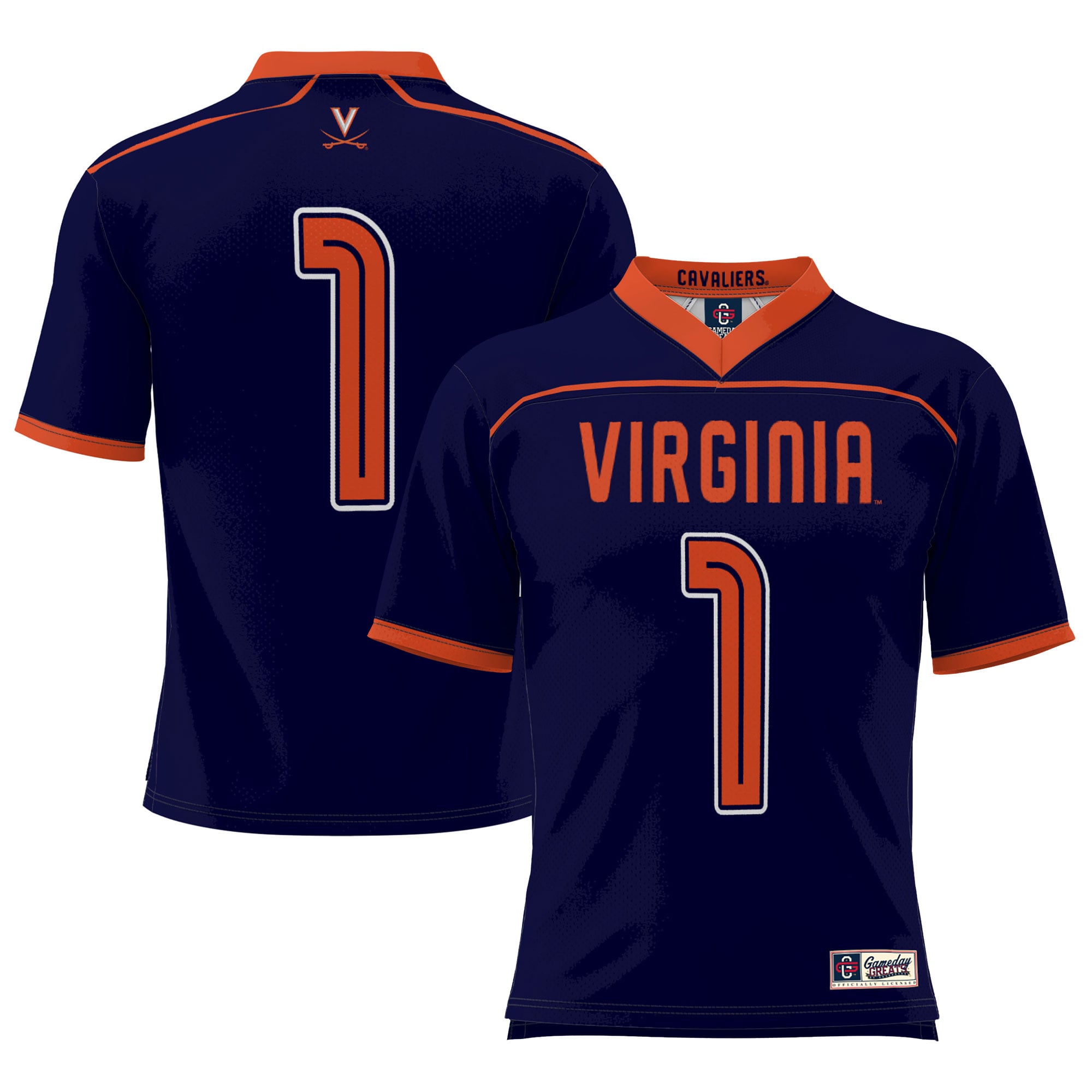 Virginia Cavaliers #1 Lightweight Lacrosse Jersey Navy - front and back view
