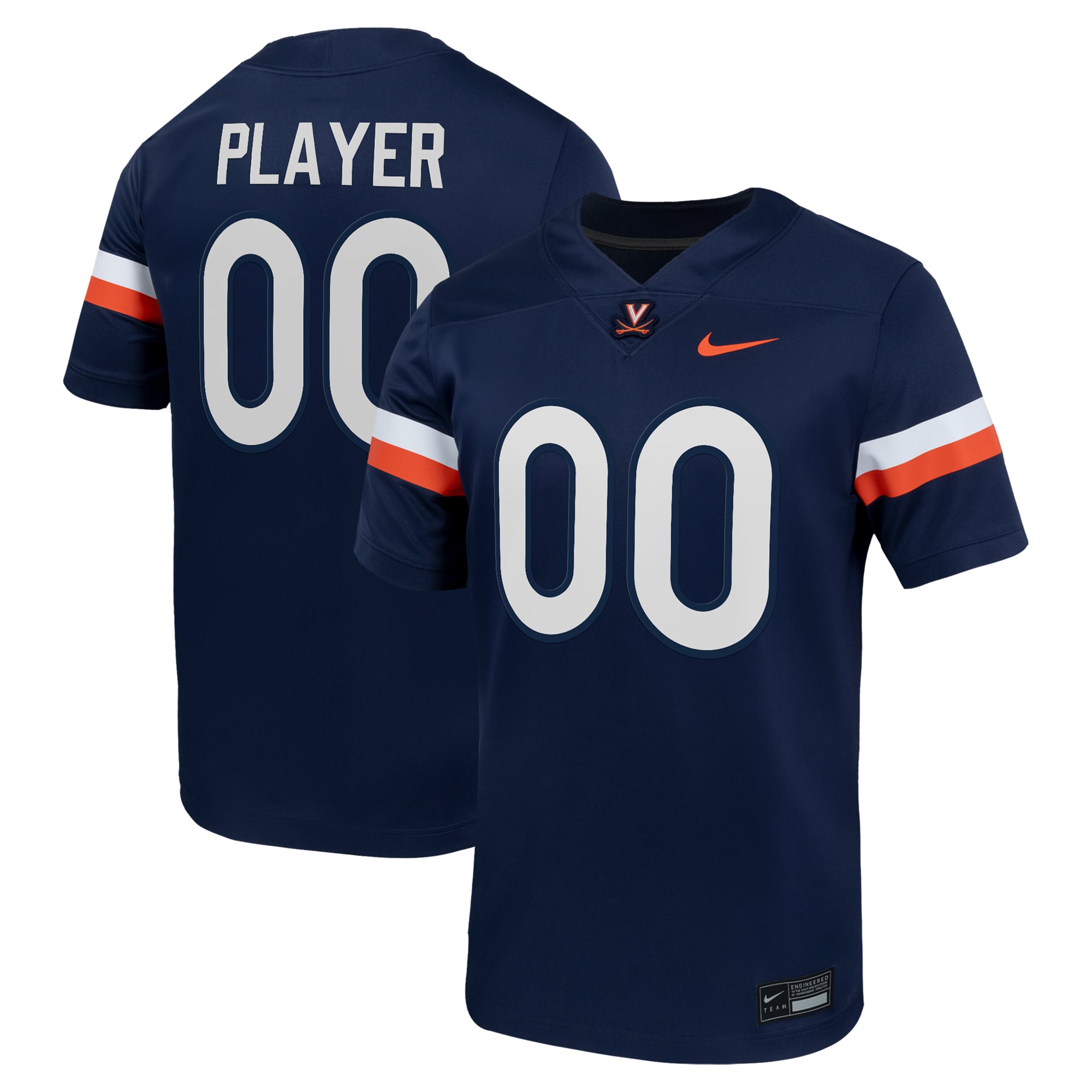 Virginia Cavaliers Football Jersey Navy - front and back view