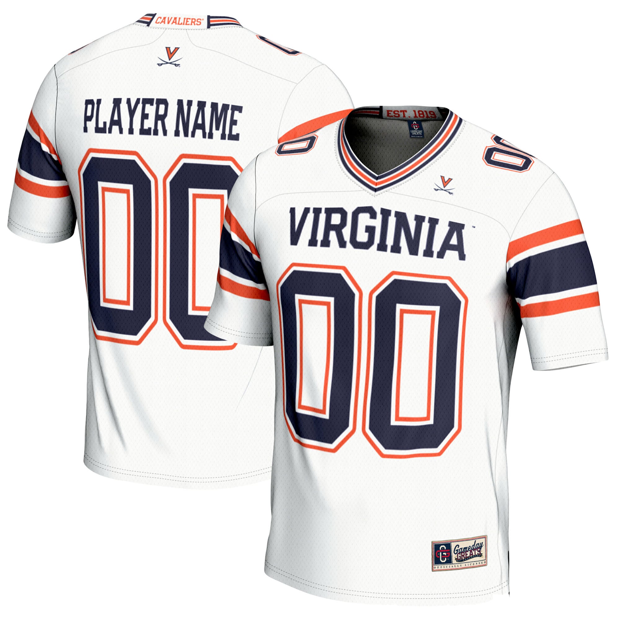 Virginia Cavaliers Football Jersey White - front and back view