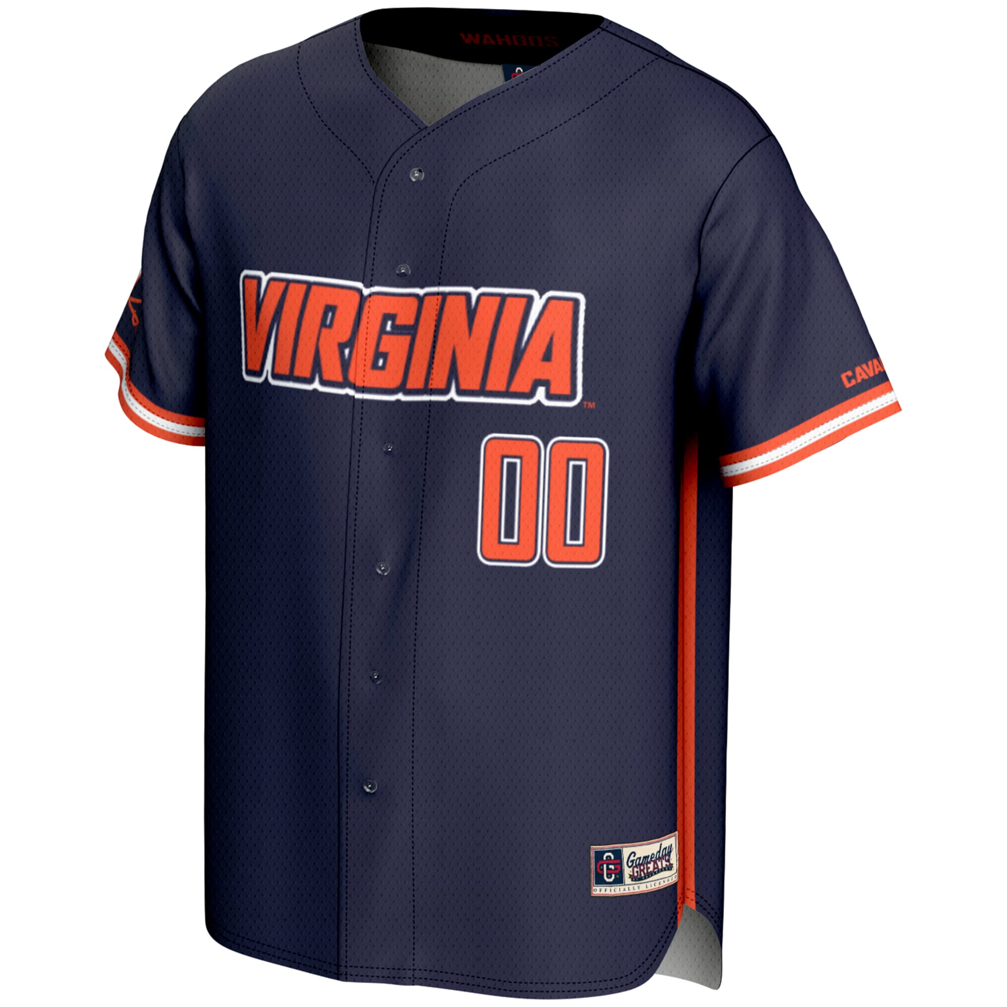 Virginia Cavaliers Lightweight Baseball Jersey Navy - front view