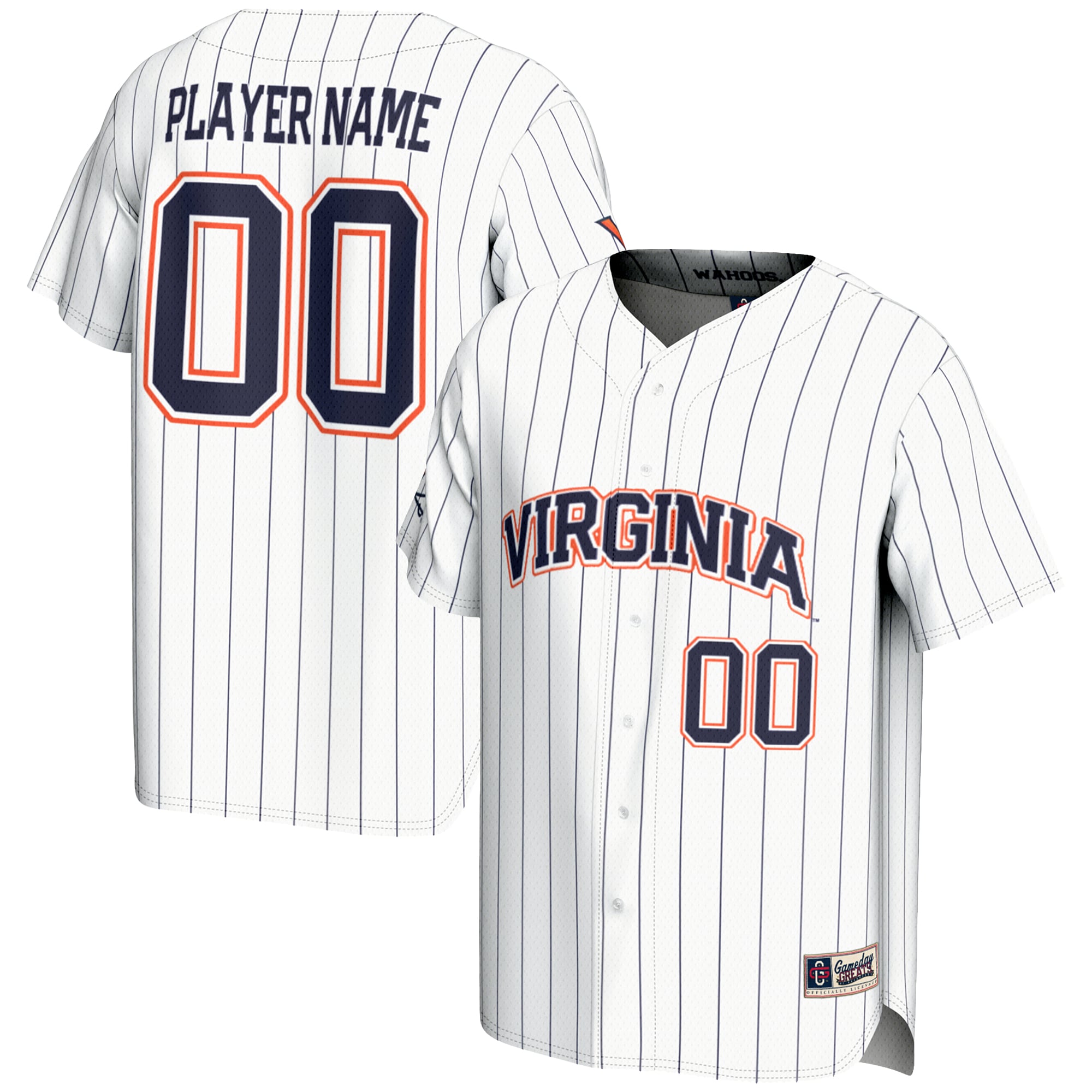 Virginia Cavaliers Lightweight Baseball Jersey White - front and back view