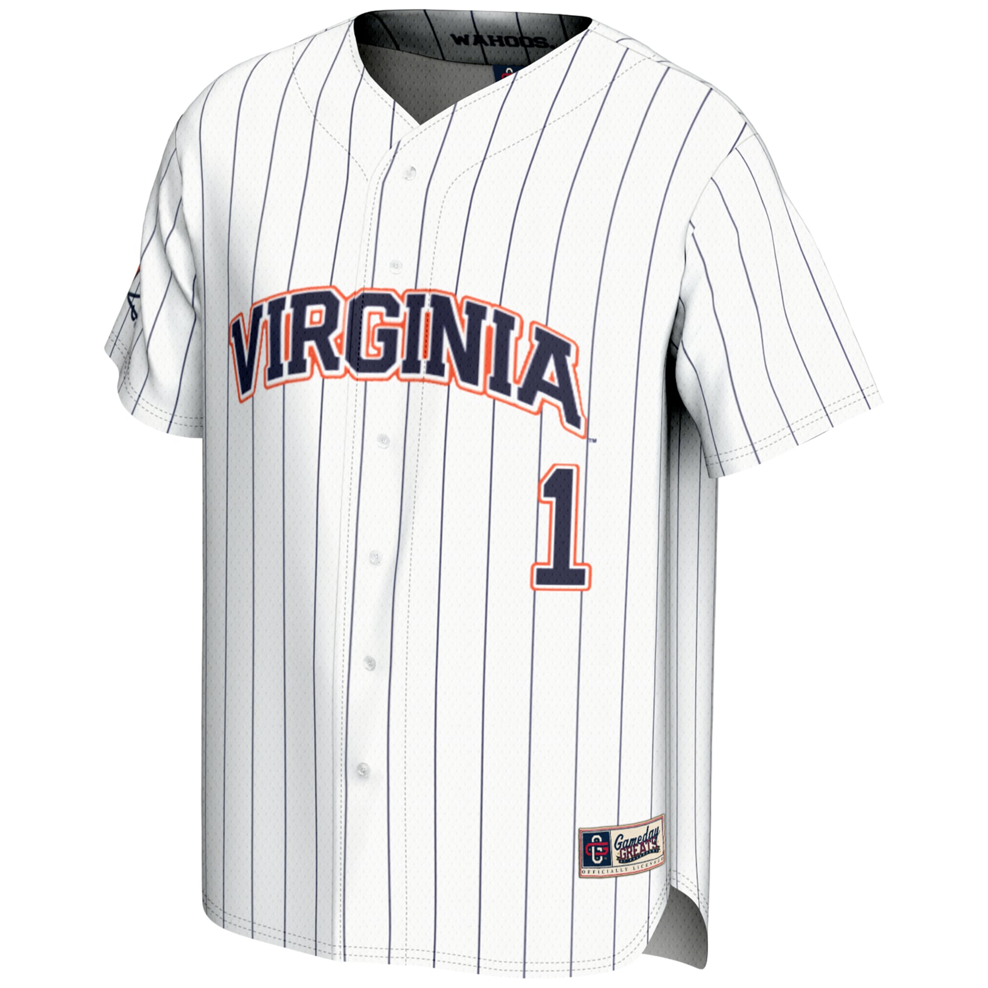 #1 Virginia Cavaliers Lightweight Baseball Jersey White - front view