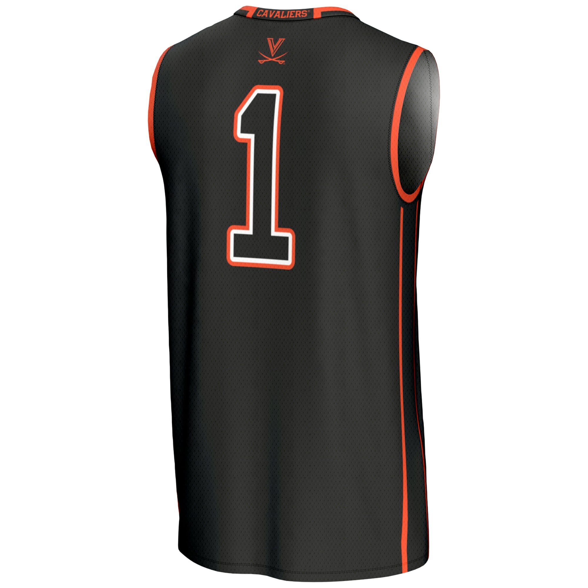 #1 Virginia Cavaliers Lightweight Basketball Jersey Black - back view