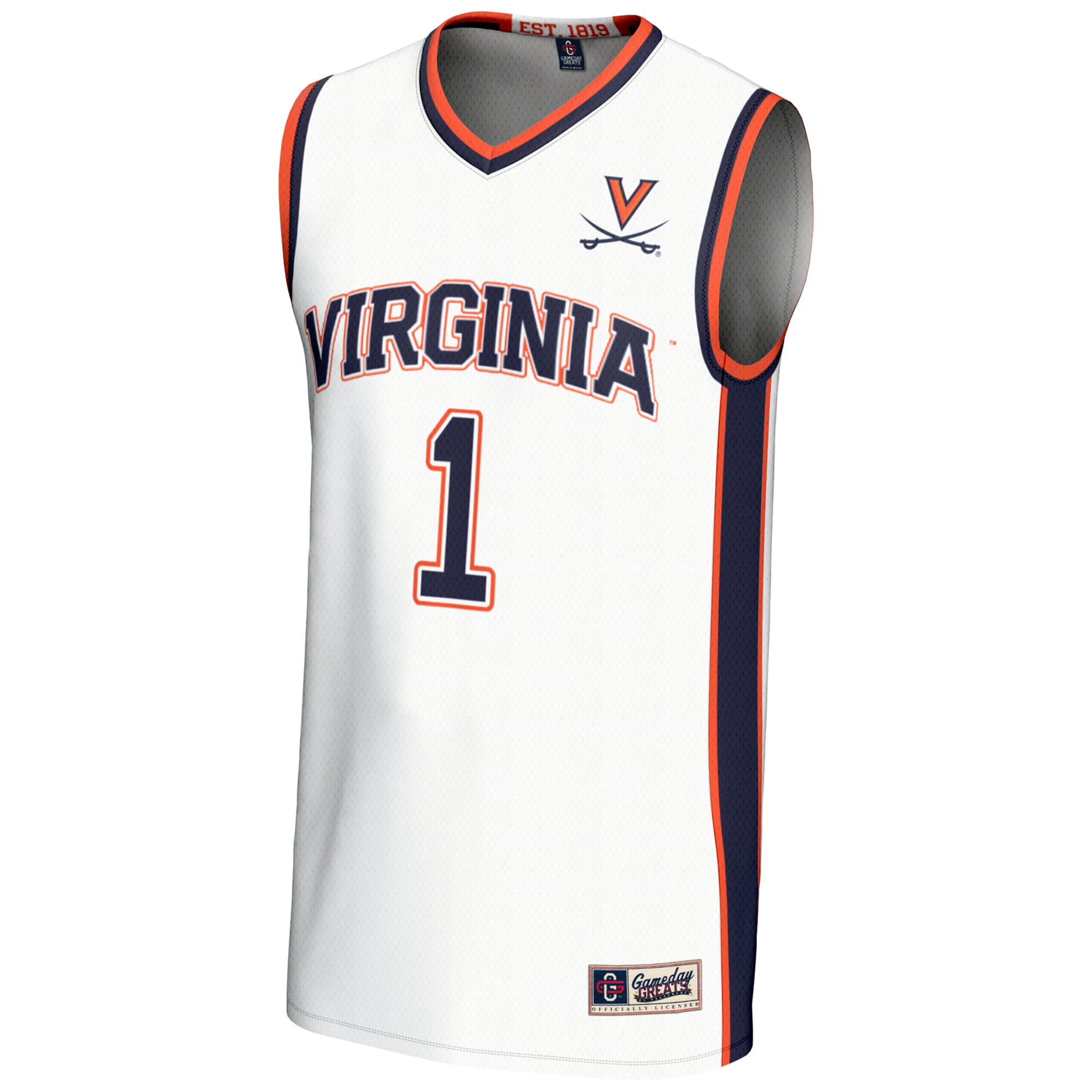 #1 Virginia Cavaliers Lightweight Basketball Jersey White - front view