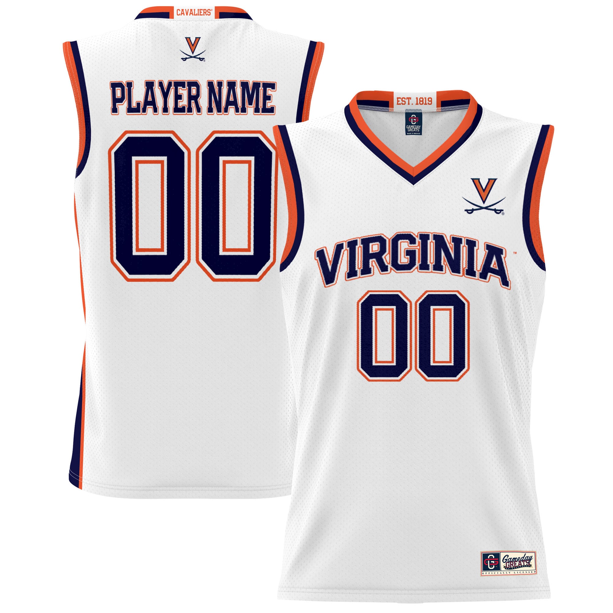 Virginia Cavaliers Youth Lightweight Men's Basketball Jersey White - front and back view
