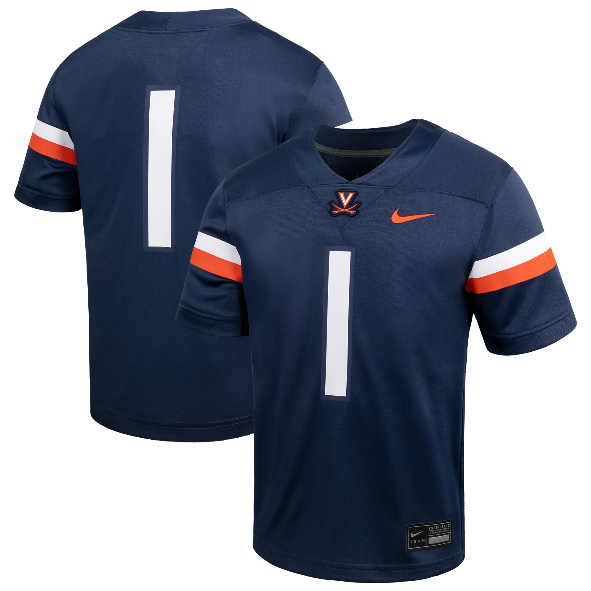 #1 Virginia Cavaliers Toddler Jersey Navy - front and back view