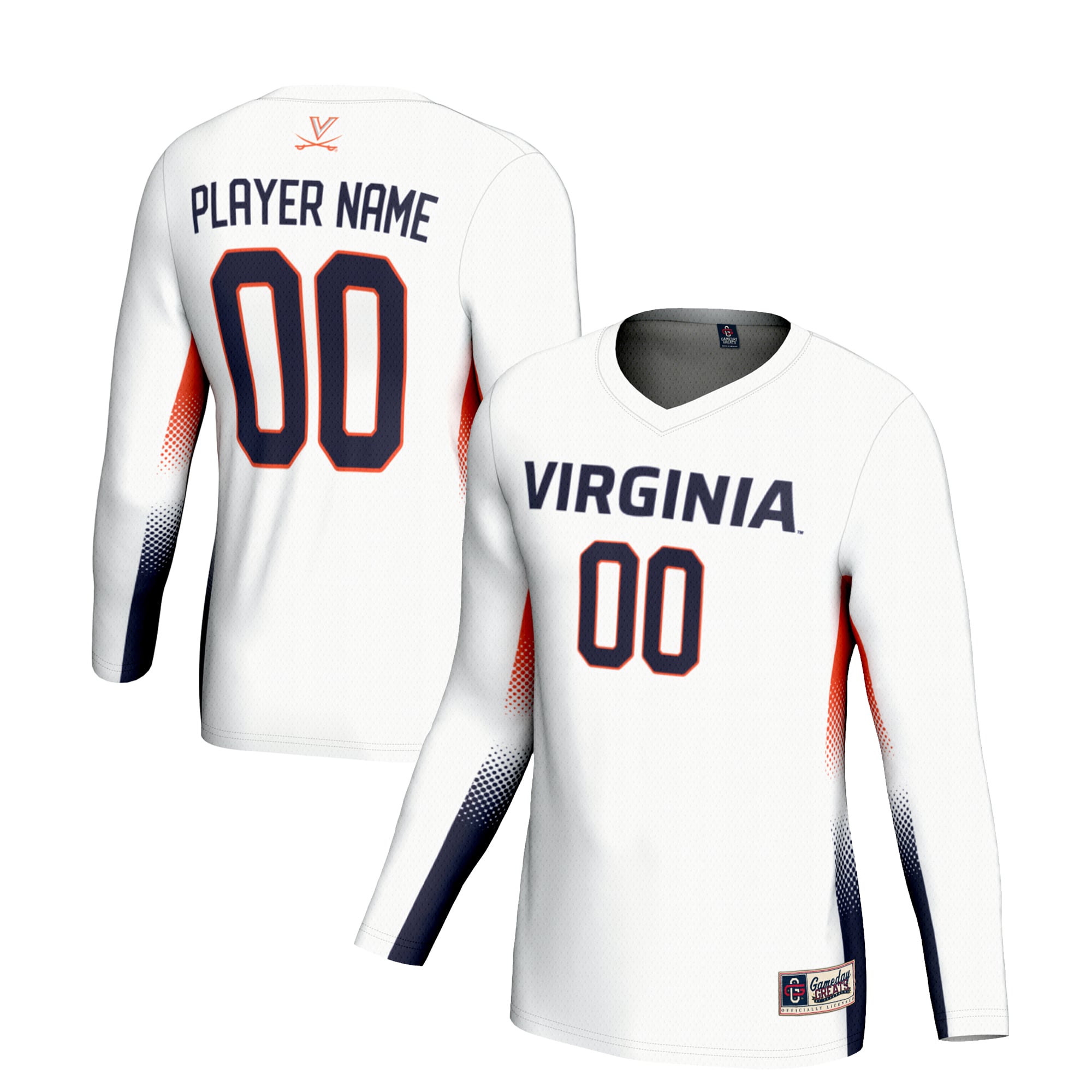 Virginia Cavaliers Unisex Adult Lightweight Volleyball Jersey White - front and back view