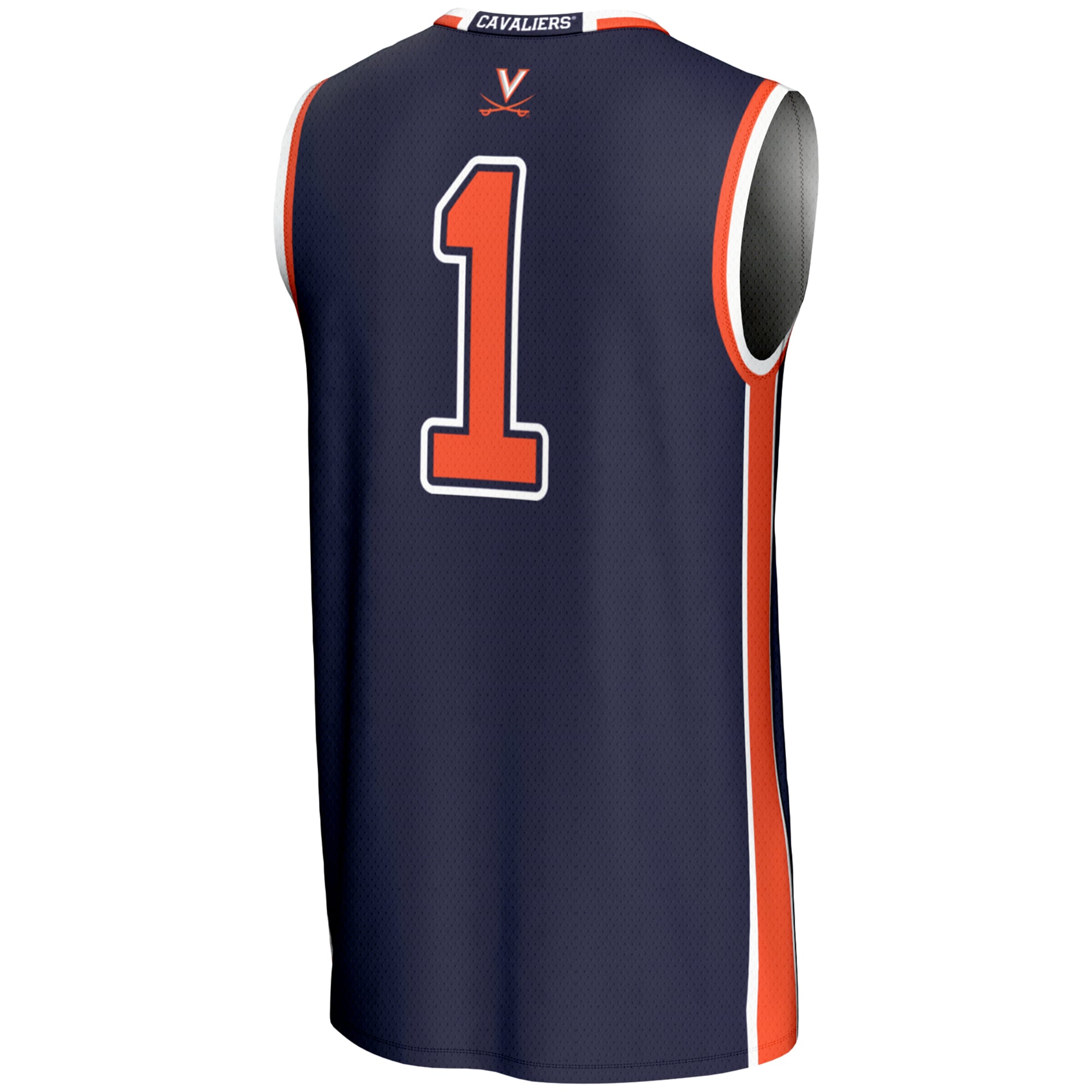 #1 Virginia Cavaliers Unisex Lightweight Basketball Jersey Navy - back view